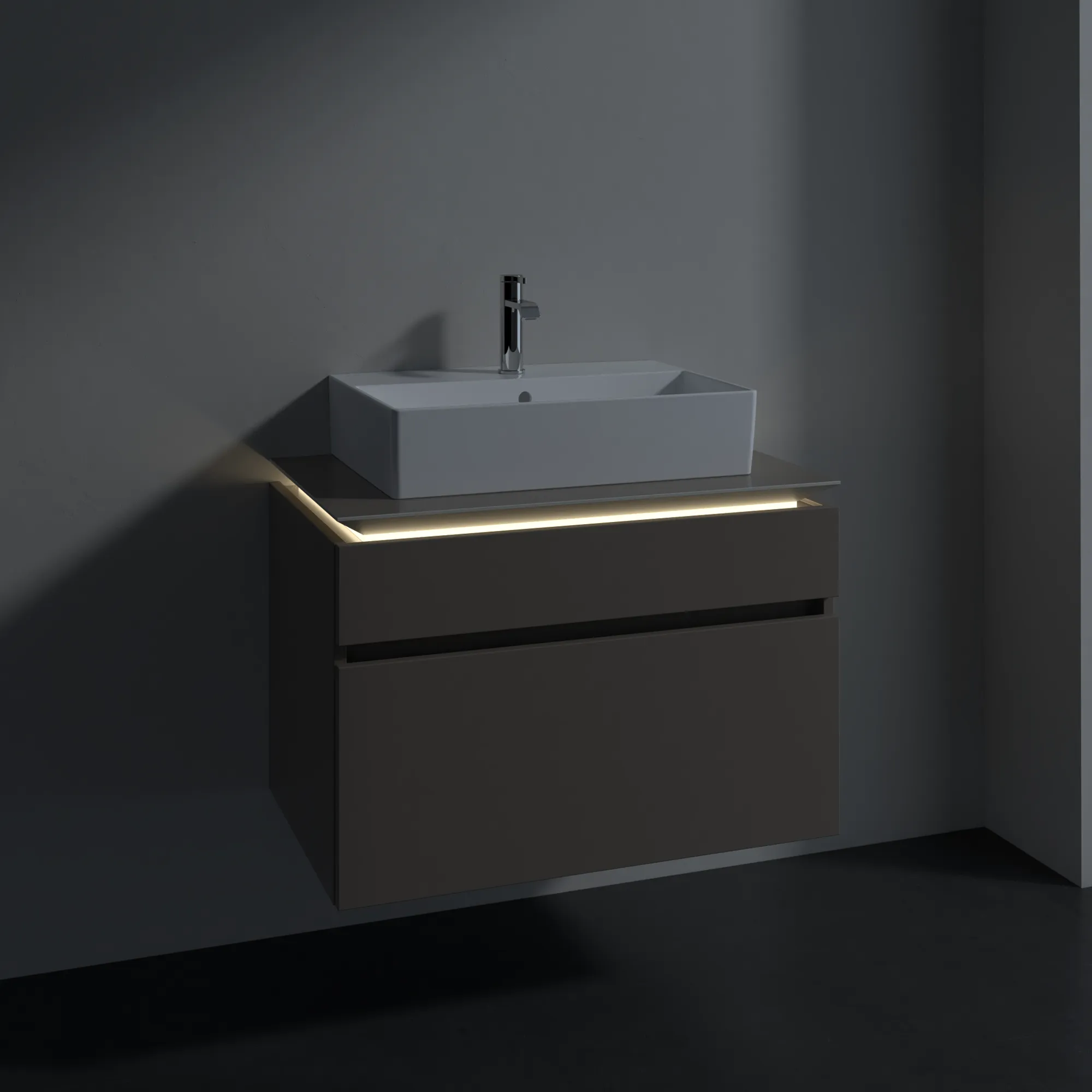 Villeroy & Boch Waschtischunterschrank „Legato“ für Schrankwaschtisch 800 × 550 × 500 mm Truffle Grey, für Becken mittig