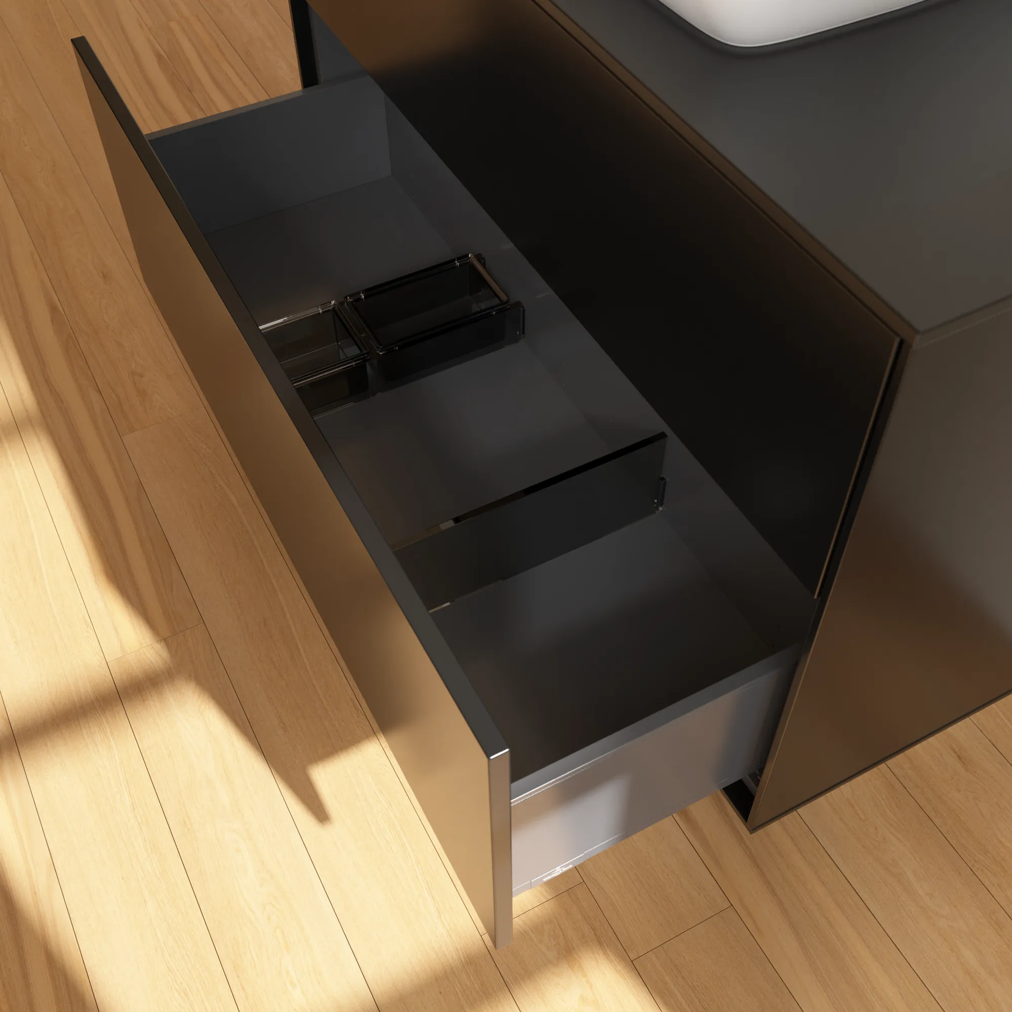 Villeroy & Boch Waschbeckenunterschrank Finion F76, 1000x603x501 mm, Black Matt Lacquer, mit SoftClosing und Push-to-open Funktion