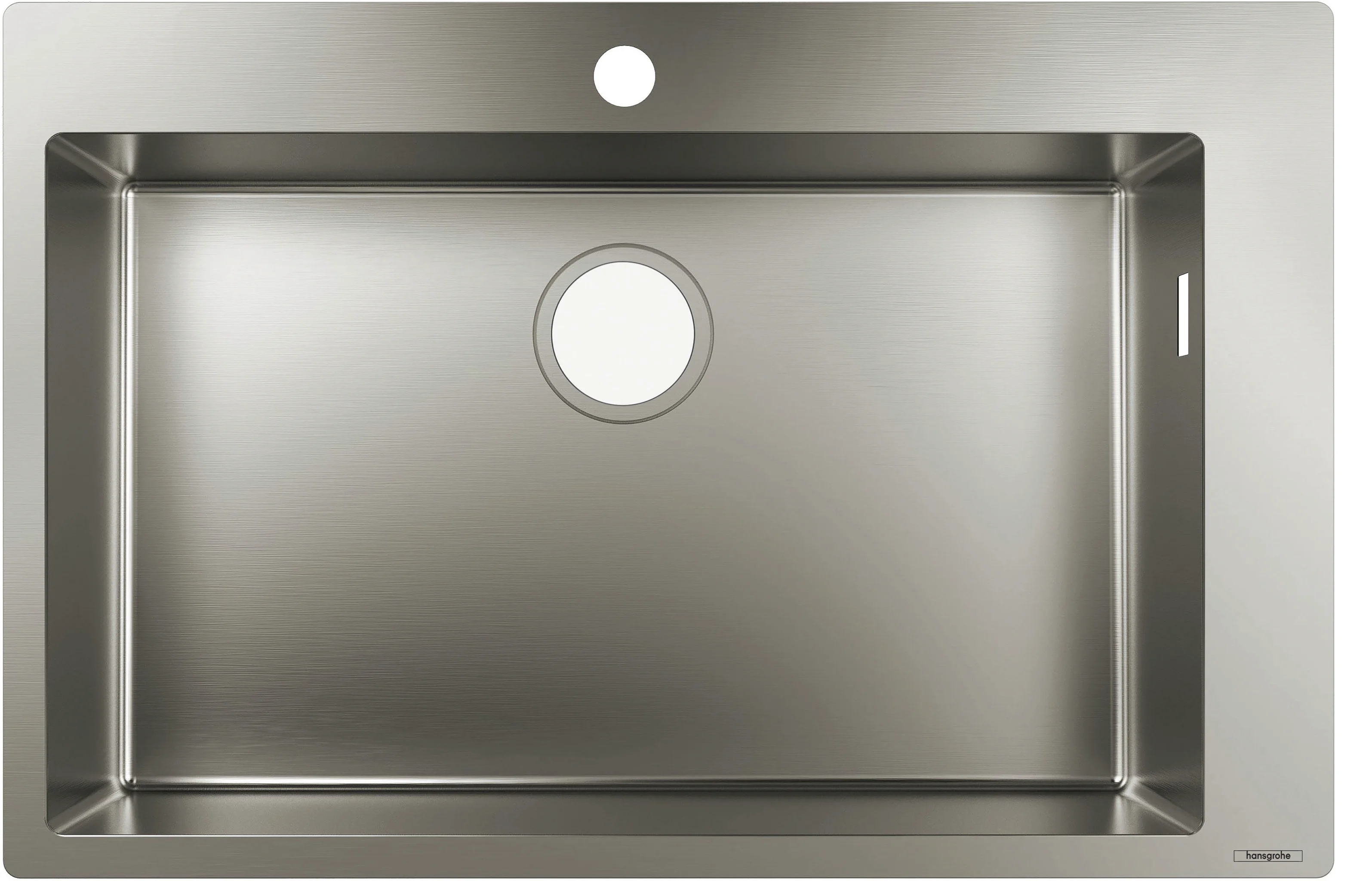 Hansgrohe Einbauspüle S71 Edelstahl, 740 x 480 mm, 1 Hauptbecken, flach aufliegend oder flächenbündig Hansgrohe Einbauspüle S71 Edelstahl, 740 x 480 mm, 1 Hauptbecken, flach aufliegend oder flächenbündig