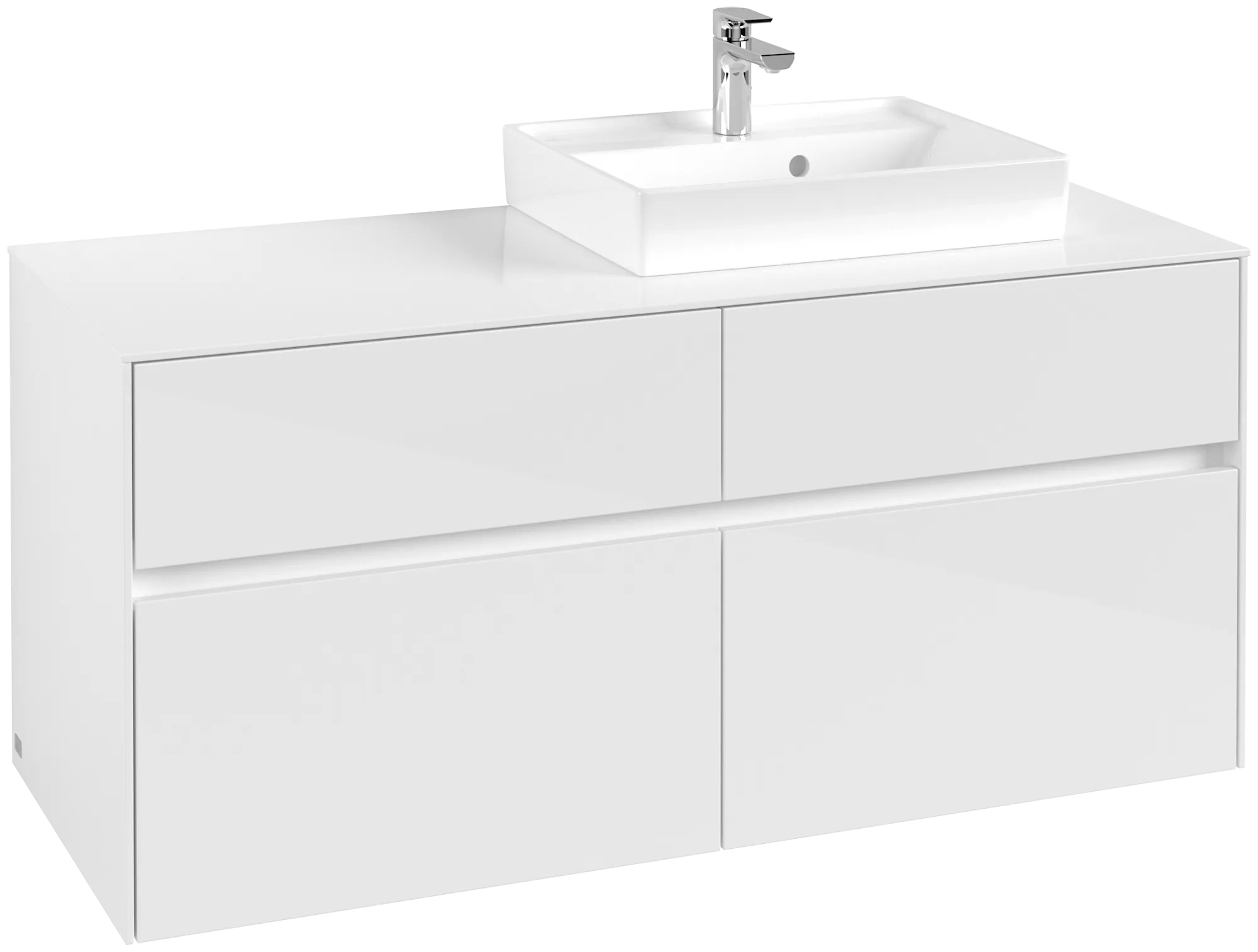 Villeroy & Boch Waschtischunterschrank „Collaro“ 1200 × 548 × 500 mm Glossy White, ohne Beleuchtung, für Becken rechts