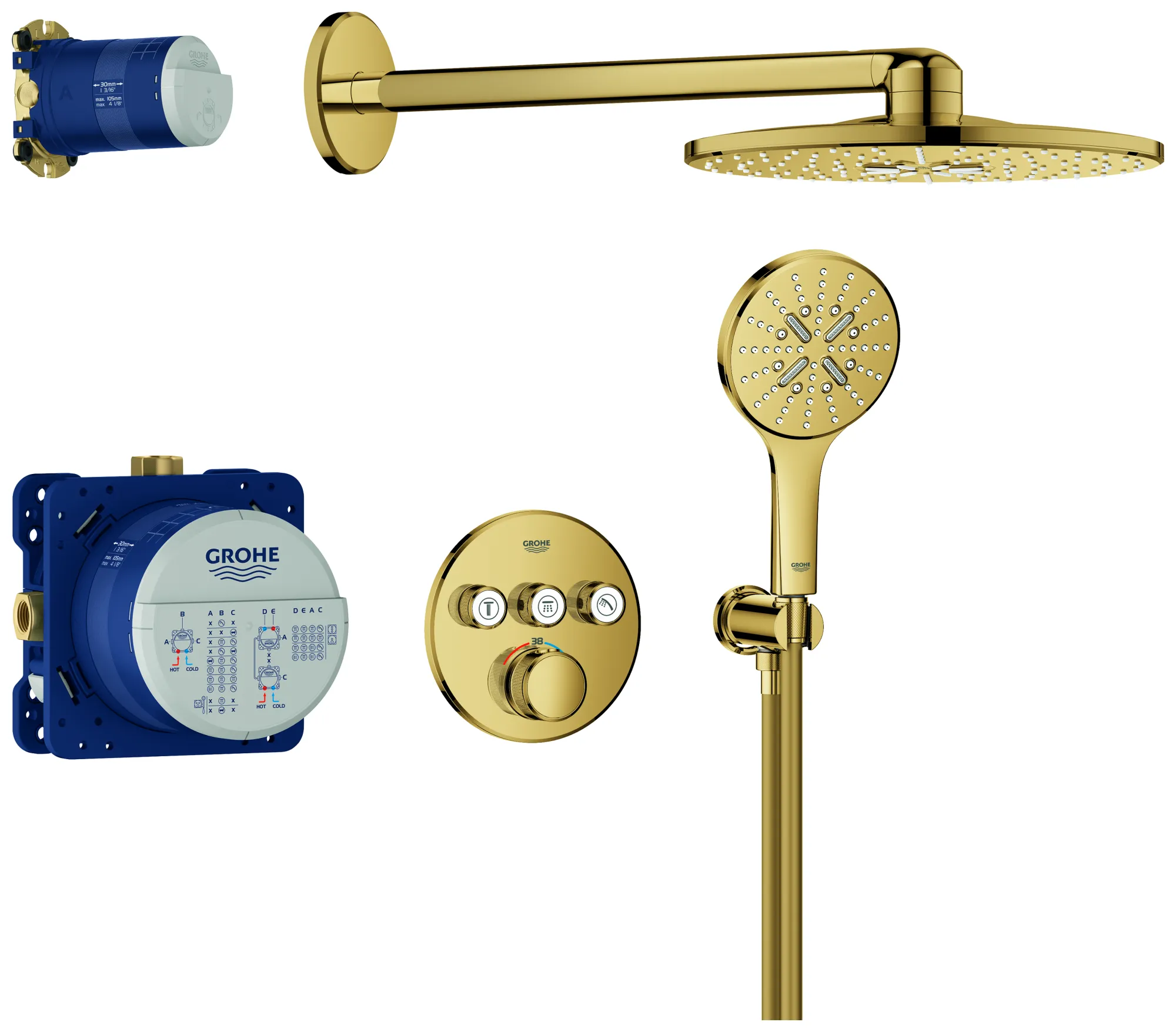 Grohe Grohtherm SmartControl Duschsystem Unterputz mit Rainshower SmartActive 310 runde Form 3 ASV cool sunrise