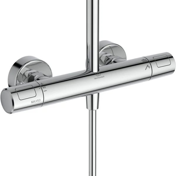 Ideal Standard Ceratherm T25+ Duschsystem mit Kopfbrause rund, Chrom, 8 Liter/Minute