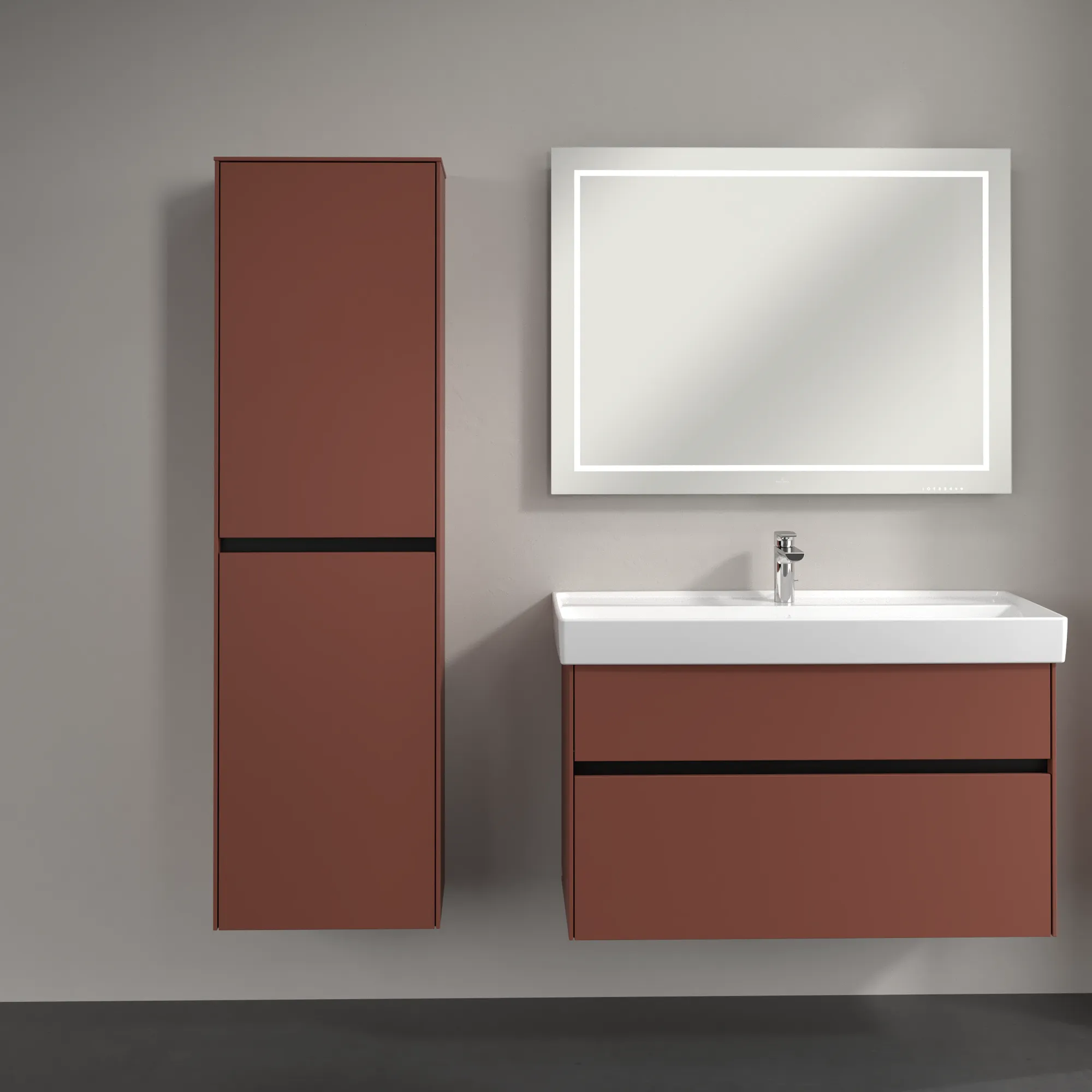 Villeroy & Boch Hochschrank mit Wäschekorb „Collaro“ 45,4 × 153,8 × 34,9 cm ohne Beleuchtung, Anschlag links, 1 Tür