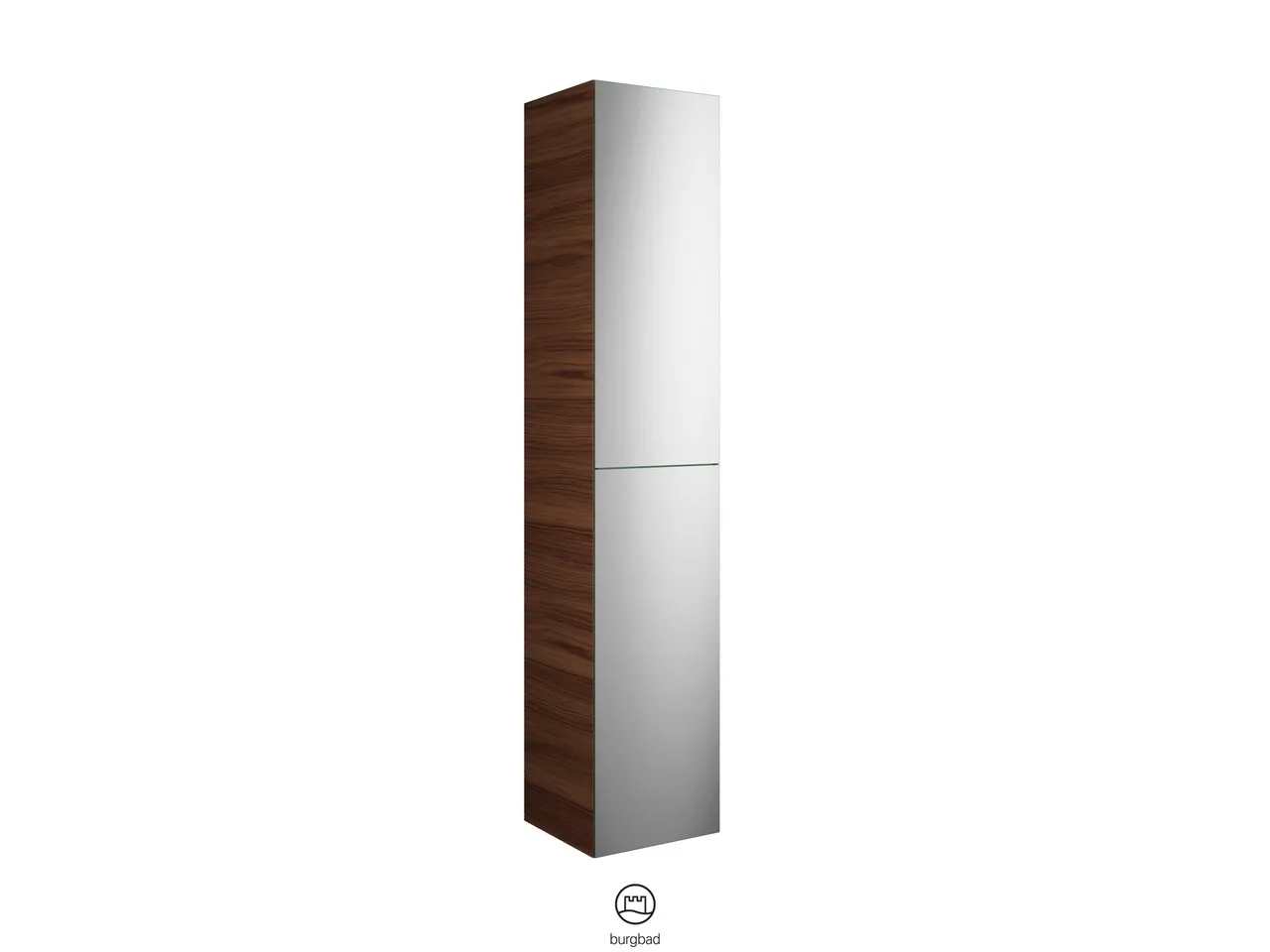 Hochschrank, 2 Spiegeltüren mit Tip-On-Technik;4 Einlegeböden;1 fester Boden, Tiefe: 350 mm, Breite: 350 mm, Höhe: 1760 mm