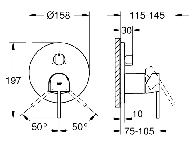 Grohe Plus Einhandbatterie mit 3-Wege Umstellung, chrom Grohe Plus Einhandbatterie mit 3-Wege Umstellung, chrom