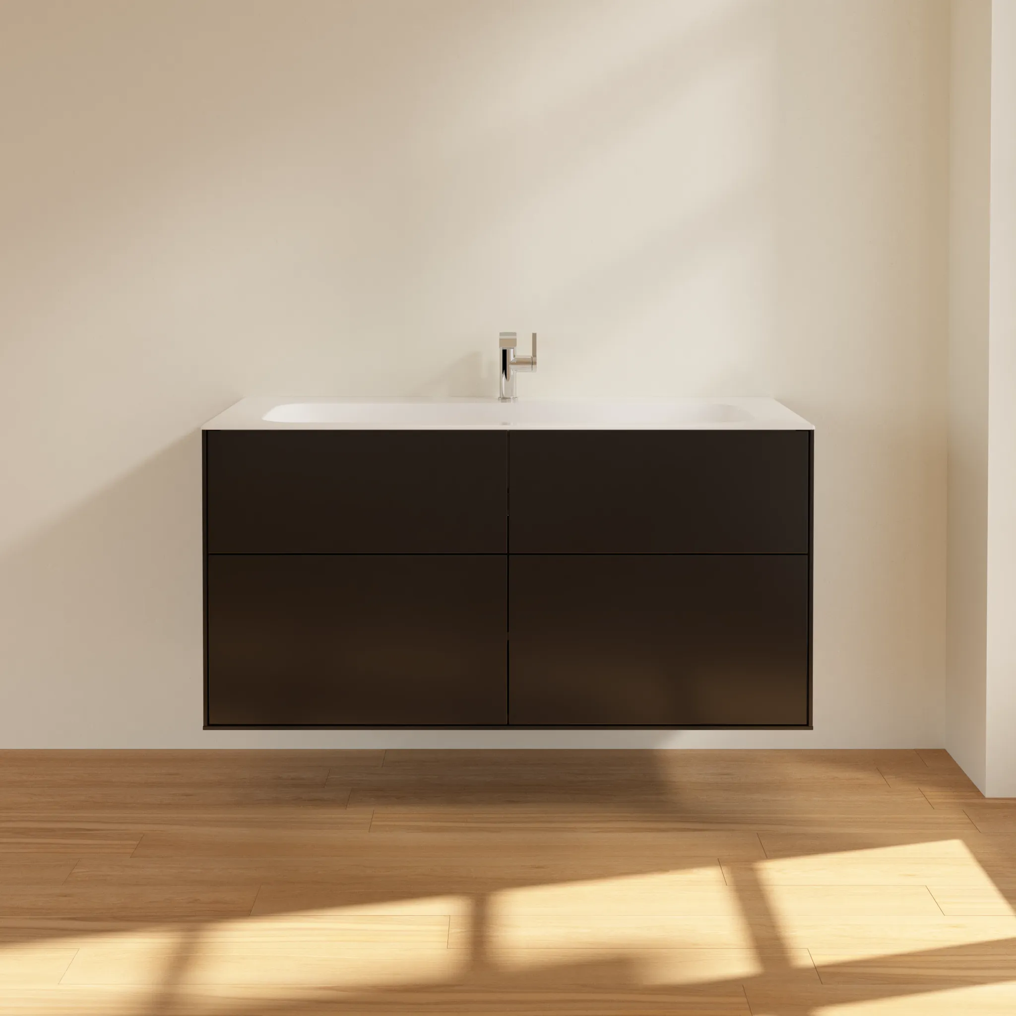 Villeroy & Boch Waschbeckenunterschrank Finion F05, 1196x591x498 mm, Black Matt Lacquer, mit SoftClosing und Push-to-open Funktion Villeroy & Boch Waschbeckenunterschrank Finion F05, 1196x591x498 mm, Black Matt Lacquer, mit SoftClosing und Push-to-open Funktion
