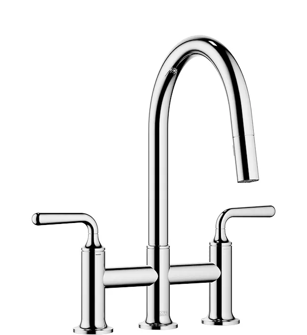 Dornbracht VAIA Dreiloch-Brückenbatterie Pull-down mit Brausefunktion - Chrom Dornbracht VAIA Dreiloch-Brückenbatterie Pull-down mit Brausefunktion - Chrom