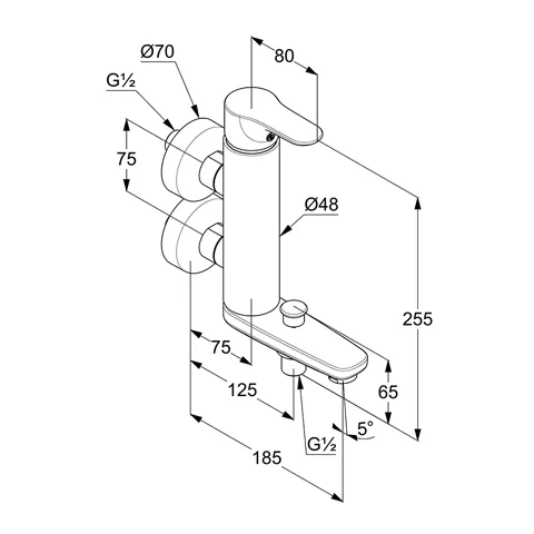 Kludi PURE&SOLID Wafü-Brause-EHM DN 15 vertikale Blockarmatur chrom