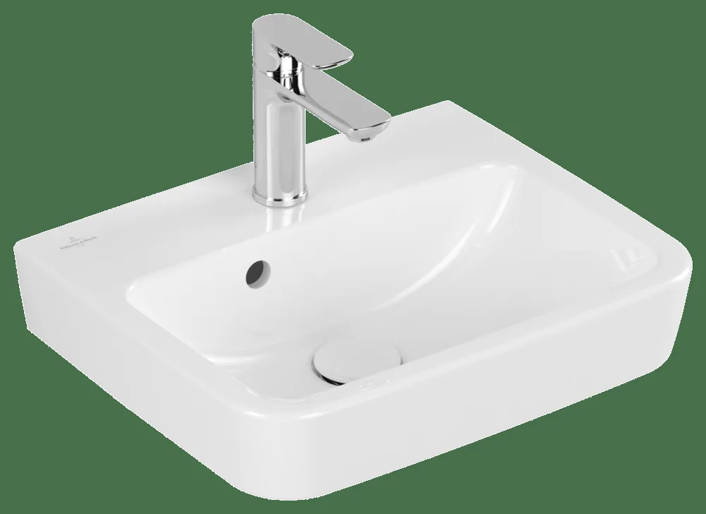 Villeroy & Boch O.novo Handwaschbecken 434445, 450x370mm, Eckig, Weiß Alpin AntiBac CeramicPlus
