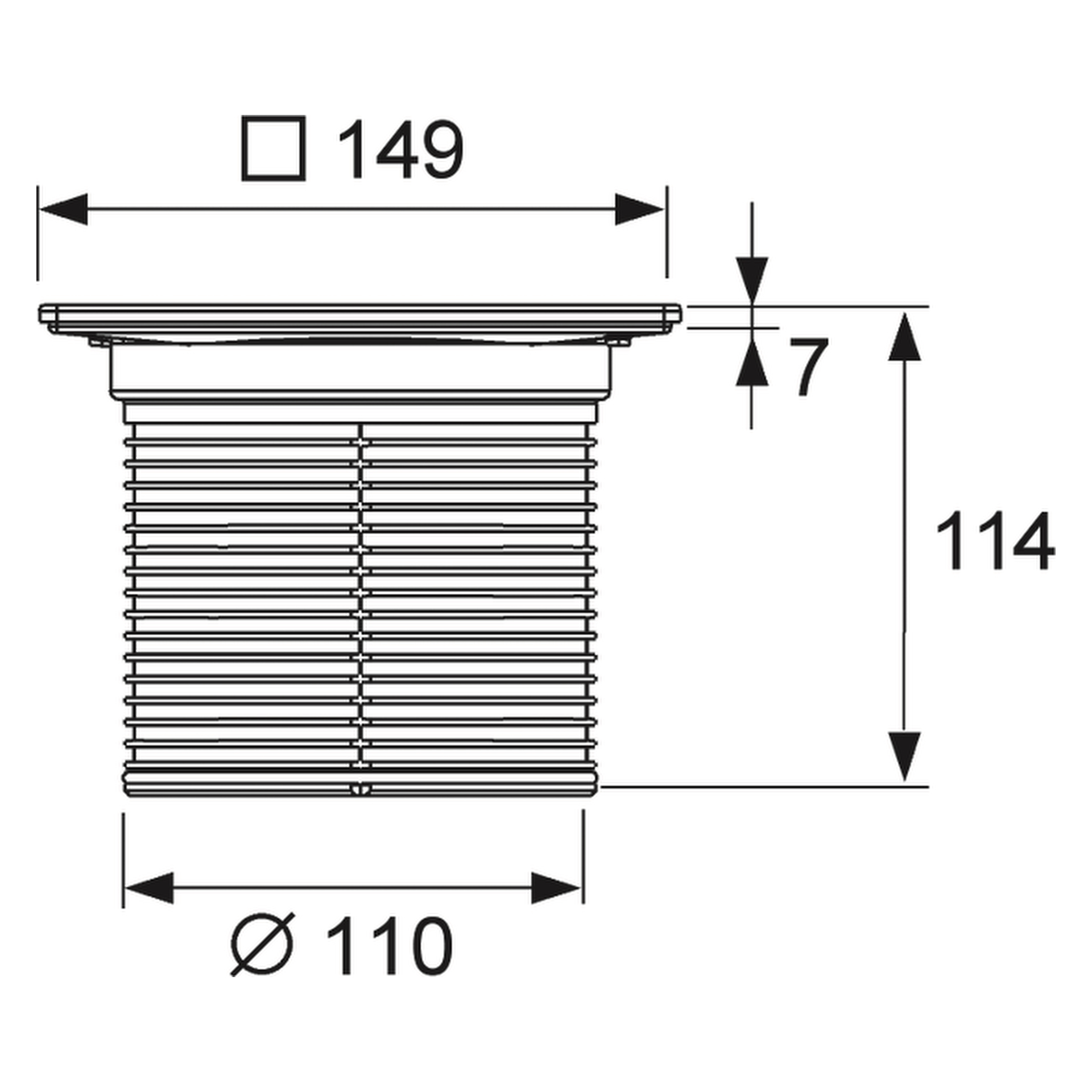 TECEdrainpoint S Rostrahmen Edelstahl 150 × 150 inkl. Standardrost verschr.