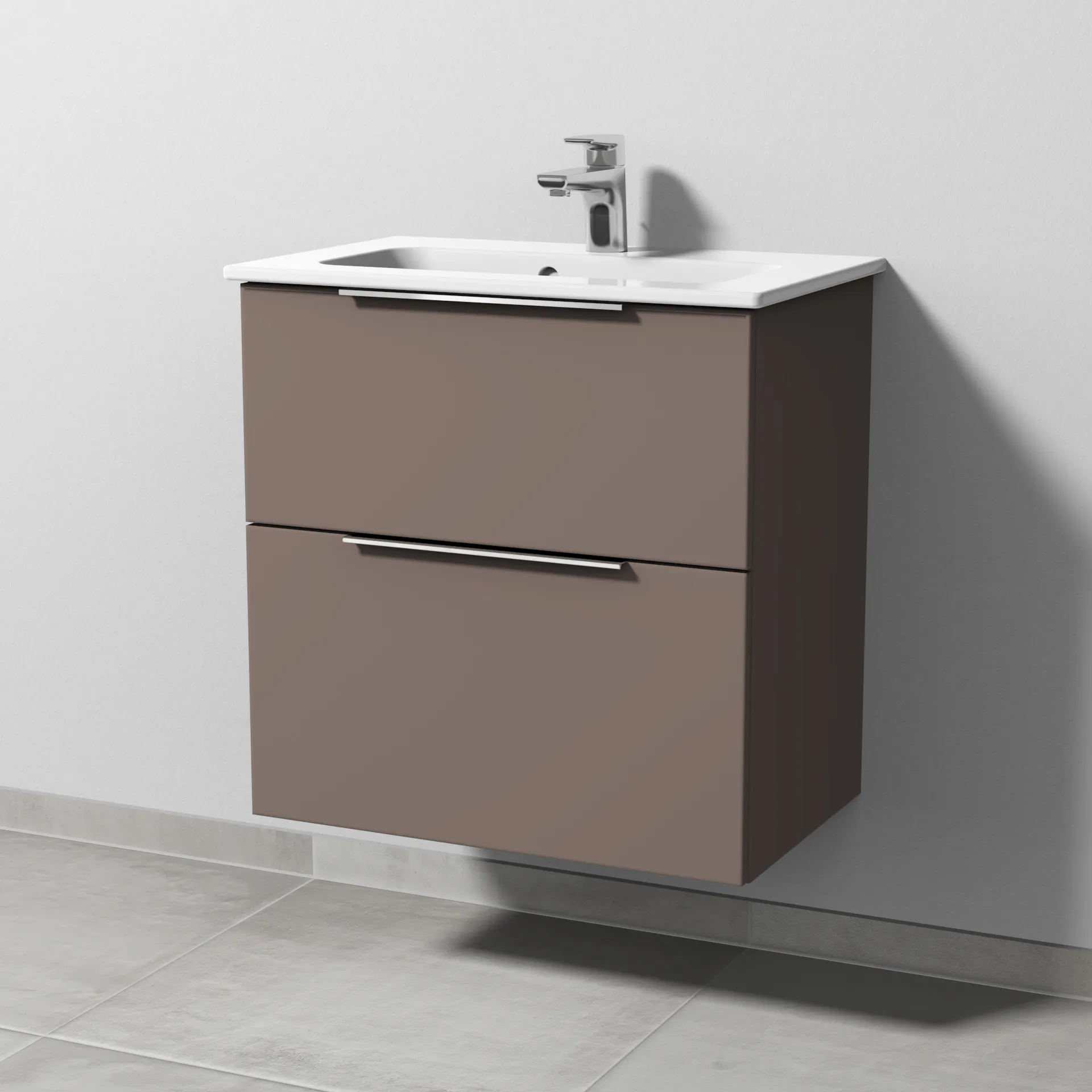 Sanipa Waschtischunterschrank „3way“ passend zu Keramik-Waschtische ME by Starck von Duravit 600 × 613 × 382 mm in Taupe (matt)