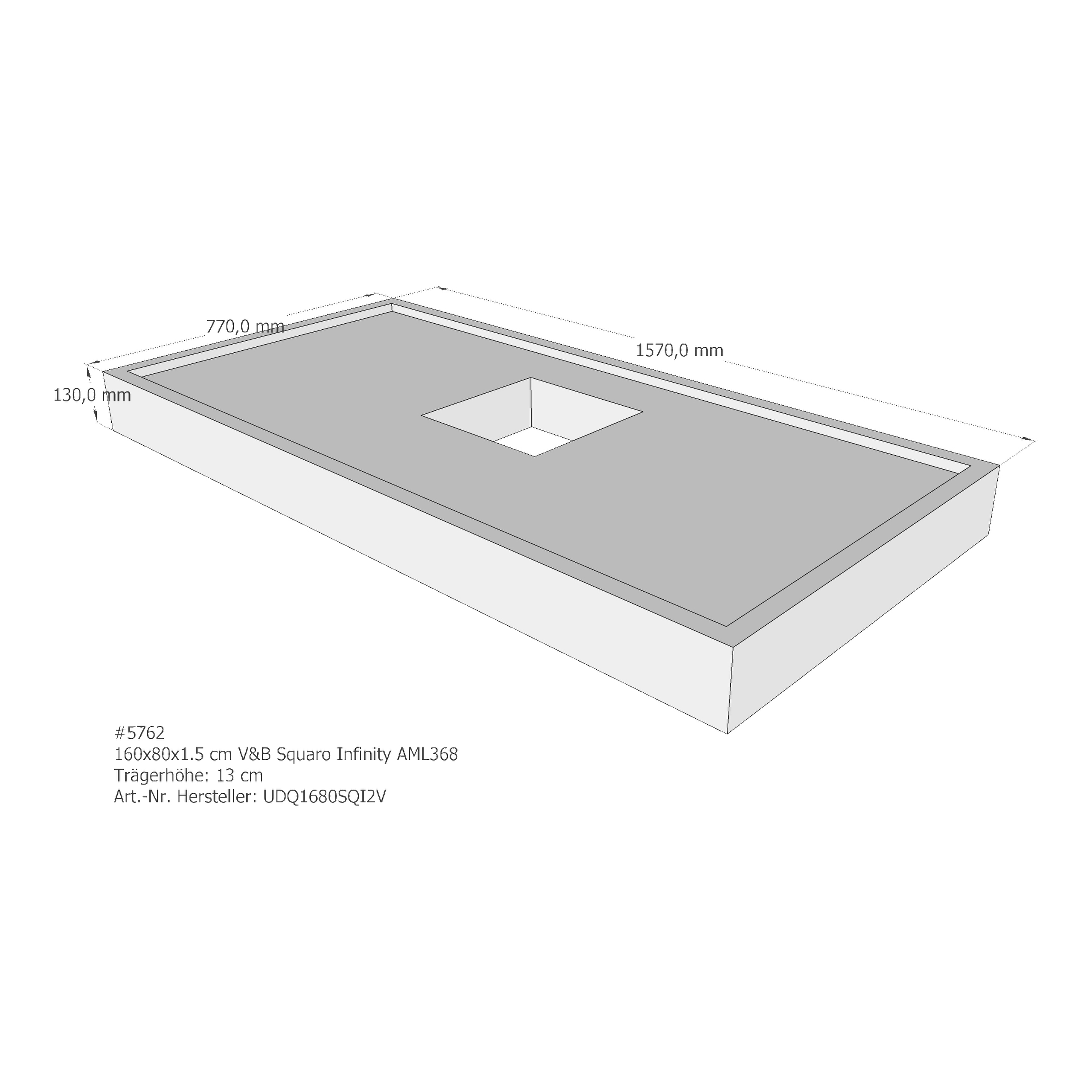 Duschwannenträger für Villeroy & Boch Squaro Infinity 160 × 80 × 1,5 cm