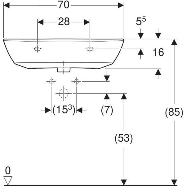 Wandwaschtisch „Renova“, mit Überlauf, Hahnlochposition mittig 70 × 52 cm in weiß alpin Wandwaschtisch „Renova“, mit Überlauf, Hahnlochposition mittig 70 × 52 cm in weiß alpin