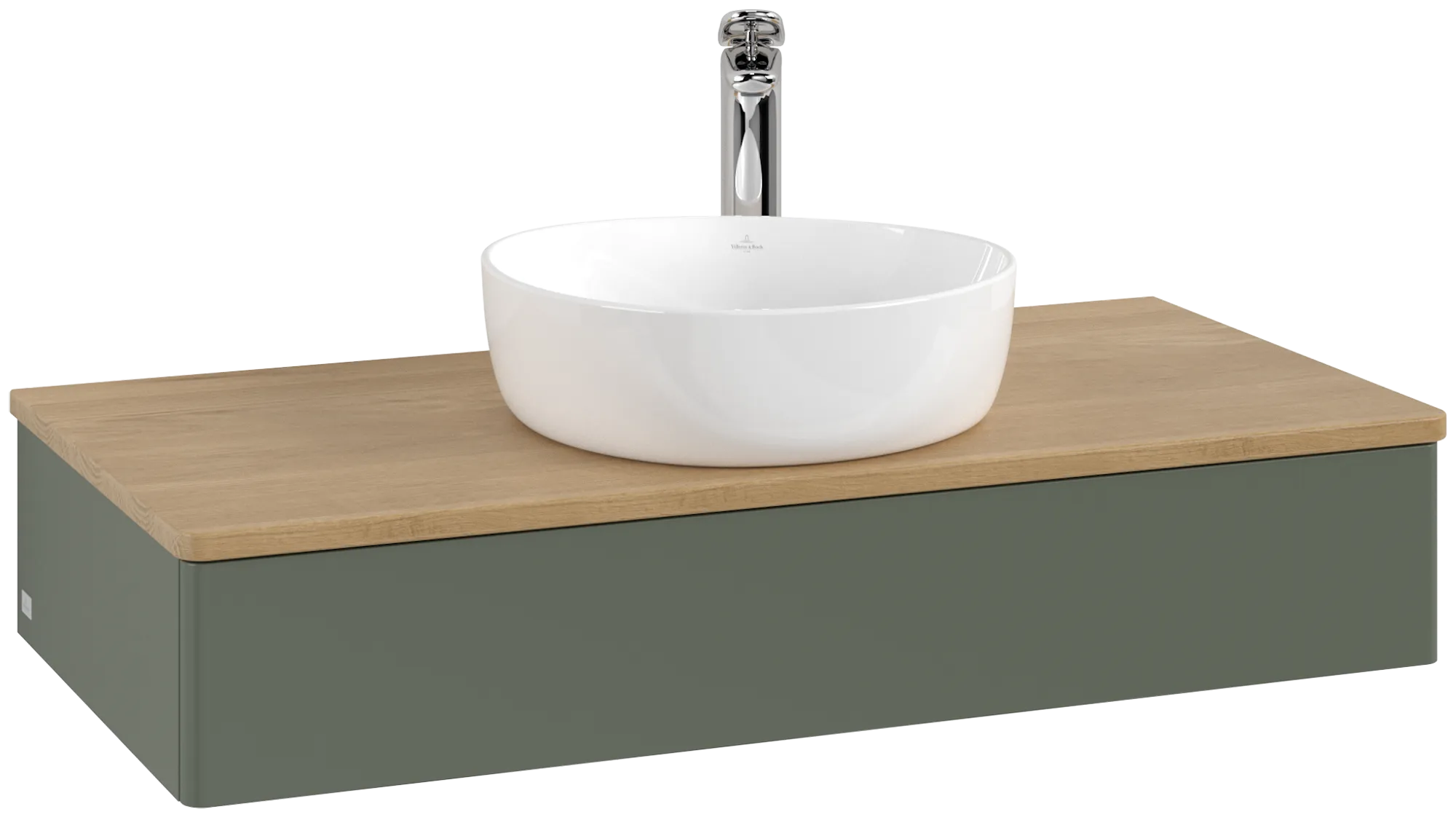 Villeroy & Boch Antao Waschbeckenunterschrank L09_5, 1000x190x500mm, Leaf Green Matt Lacquer / Honey Oak