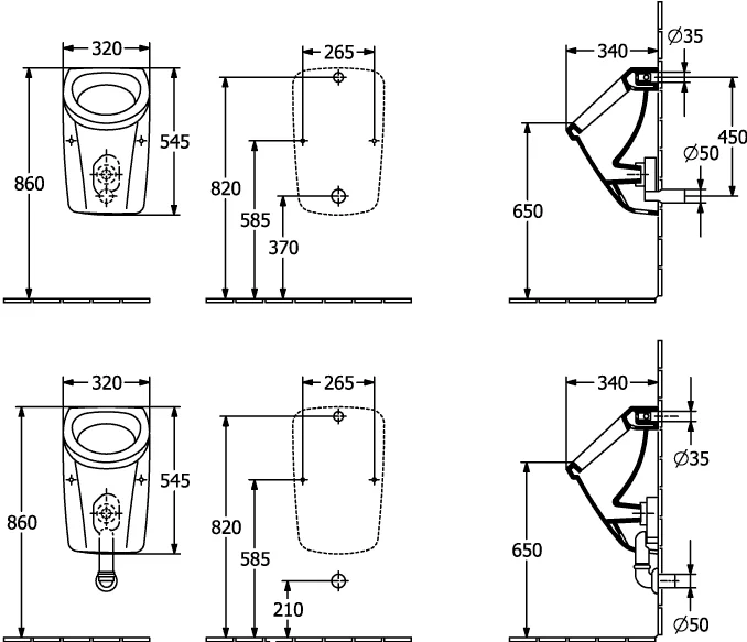 Villeroy & Boch Newo Absaug-Urinal, 340x320x545mm, Rechteck, ohne Deckel, Zulauf hinten, Weiß Alpin Villeroy & Boch Newo Absaug-Urinal, 340x320x545mm, Rechteck, ohne Deckel, Zulauf hinten, Weiß Alpin