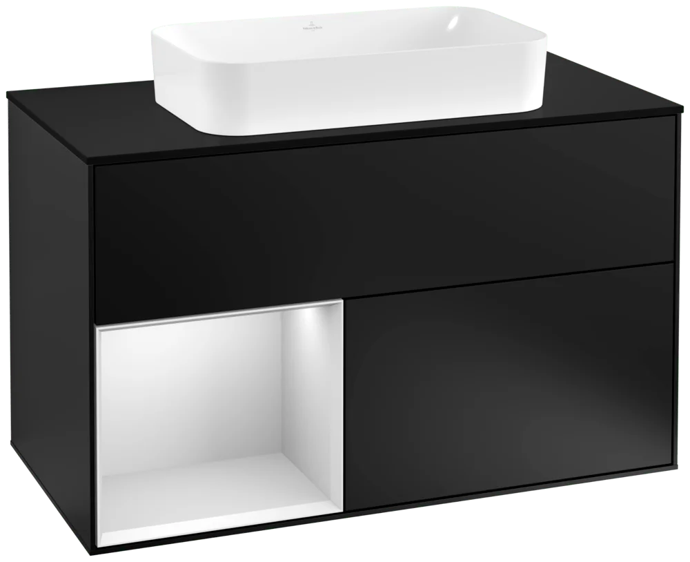 Villeroy & Boch Waschbeckenunterschrank Finion F24, 1000 x 603 x 501 mm, Black Matt Lacquer, mit Beleuchtung und Push-to-open Funktion Villeroy & Boch Waschbeckenunterschrank Finion F24, 1000 x 603 x 501 mm, Black Matt Lacquer, mit Beleuchtung und Push-to-open Funktion