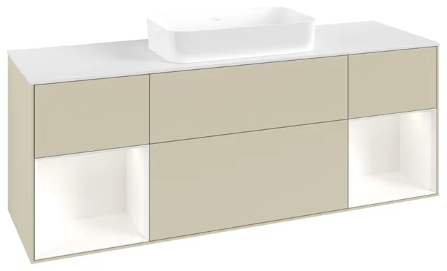 Villeroy & Boch Waschtischunterschrank „Finion“ für Schrankwaschtisch 160 × 60,3 × 50,1 cm 4 Schubladen, für Waschtischposition mittig, inkl. Beleuchtung mittig