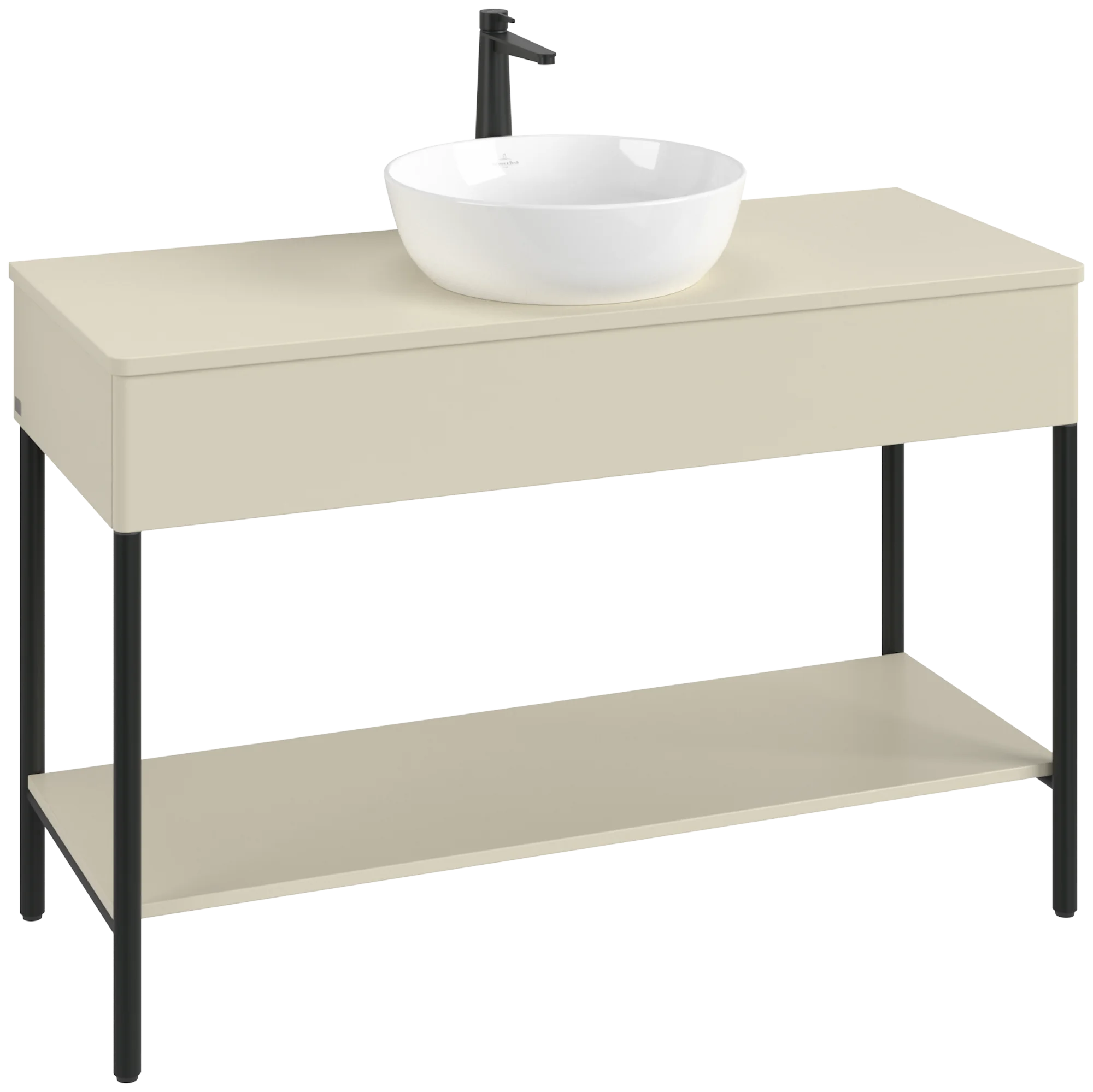 Villeroy & Boch Waschbeckenunterschrank Artis L65051, Silk Grey Matt Lacquer, 1.200 x 782 x 500 mm, mit Metallgestell und Beleuchtung