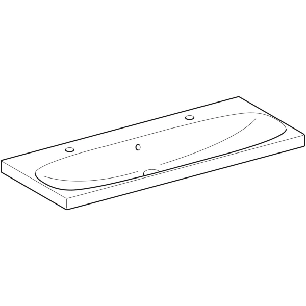 Wandwaschtisch „Acanto“, rechteckig, mit Überlauf, Hahnlochposition links und rechts 120 × 48,2 cm mit KeraTect®
