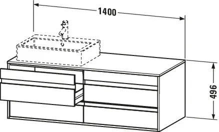 Duravit Waschtischunterschrank wandhängend „Ketho“ 140 × 49,6 × 55 cm in Leinen Duravit Waschtischunterschrank wandhängend „Ketho“ 140 × 49,6 × 55 cm in Leinen