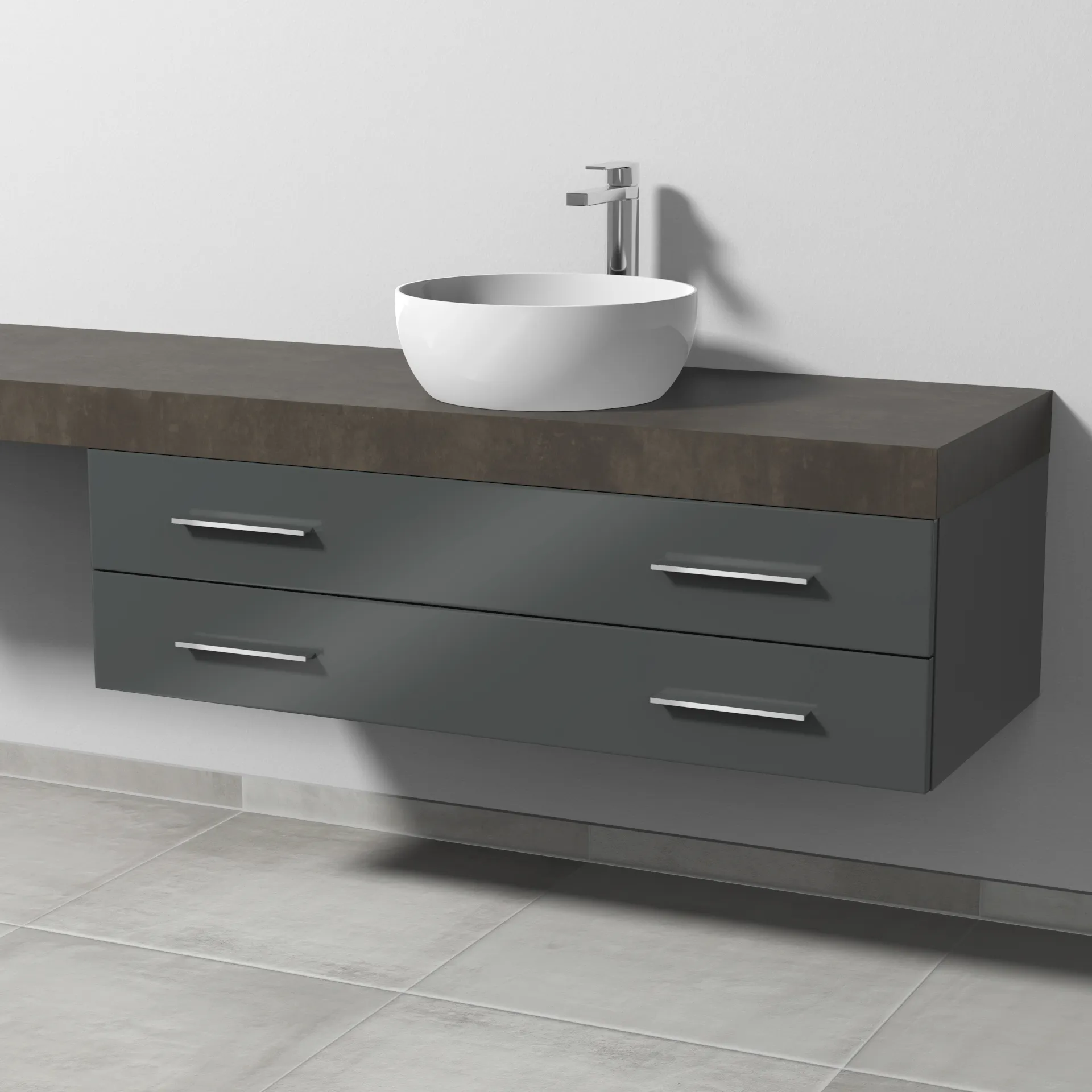 Sanipa Waschtischunterschrank „2morrow“ 1200 × 340 × 520 mm in Anthrazit (glanz) Sanipa Waschtischunterschrank „2morrow“ 1200 × 340 × 520 mm in Anthrazit (glanz)