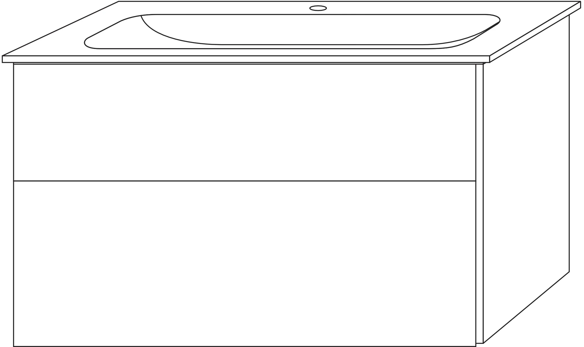 Sanipa Keramik-Waschtisch-Set mit Waschtischunterschrank „3way“ 99 × 49,7 × 58,2 cm in Linde-Hell, mittig