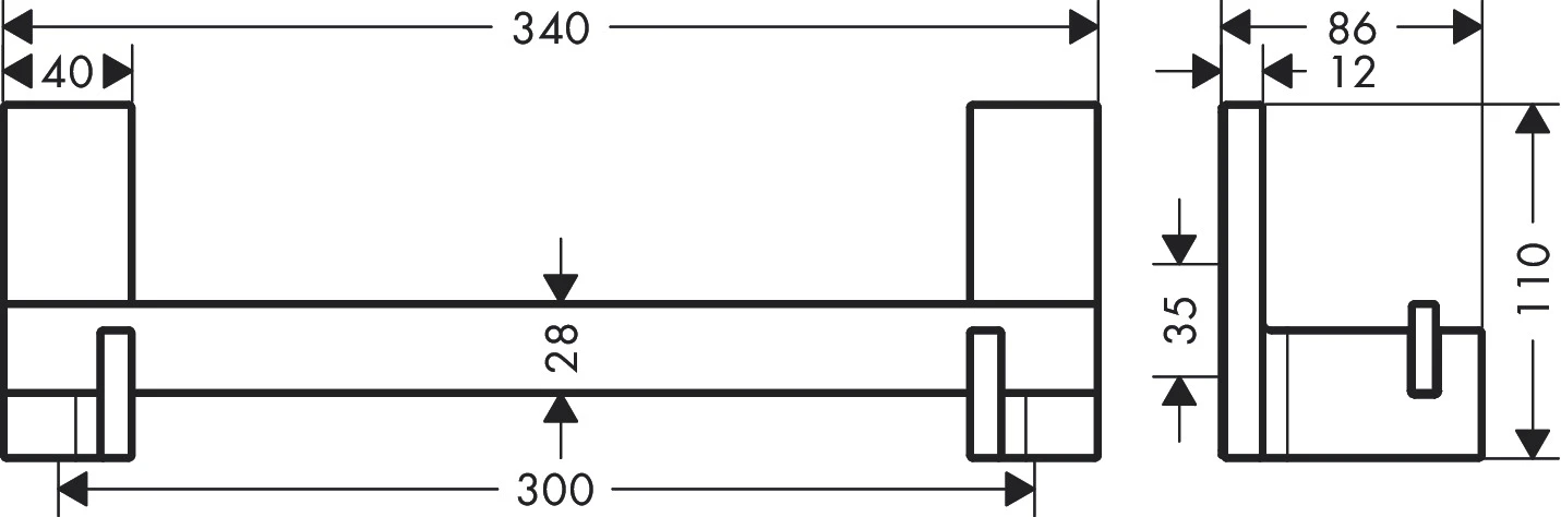 AXOR Universal Rectangular Haltestange Chrom