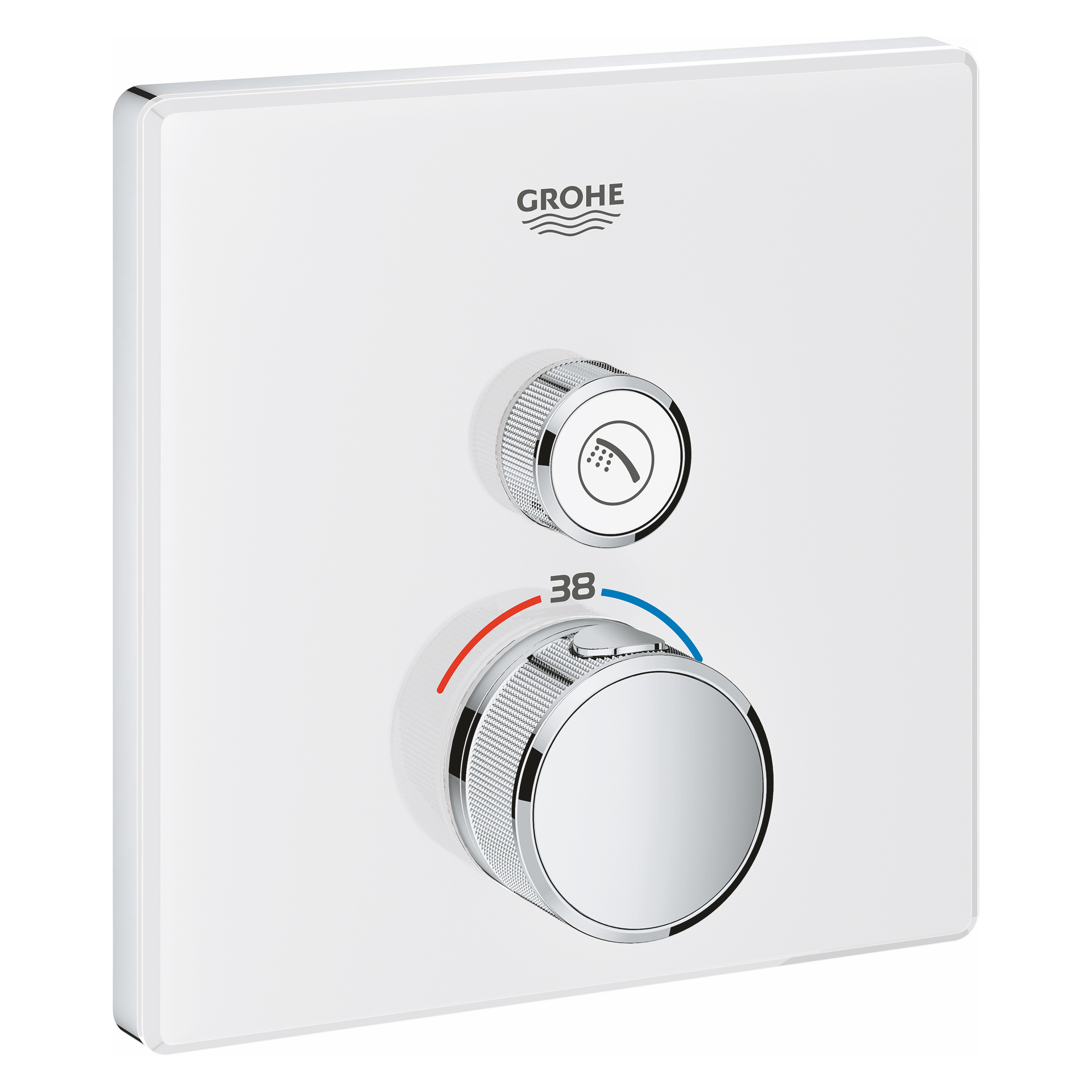 Thermostat Grohtherm SmartControl 29153, mit einem Absperrventil, Fertigmontageset für Rapido SmartBox, Wandrosette eckig, moon white