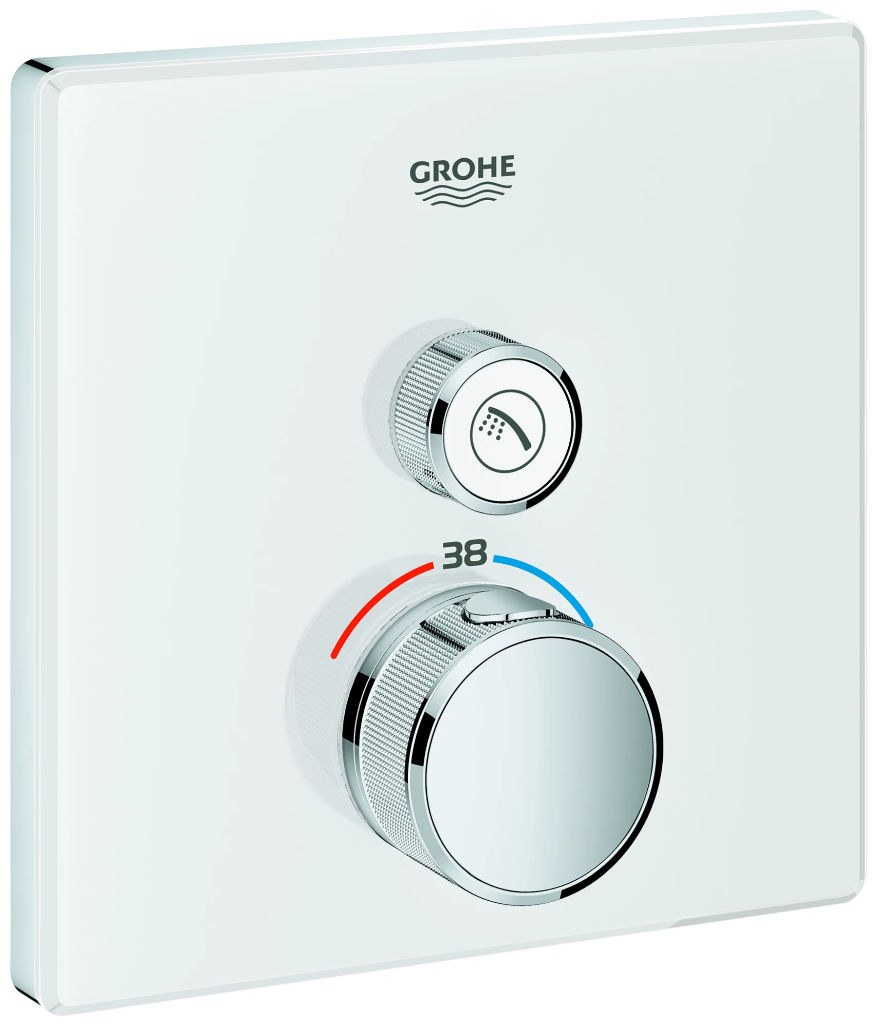 Thermostat Grohtherm SmartControl 29153, mit einem Absperrventil, Fertigmontageset für Rapido SmartBox, Wandrosette eckig, moon white