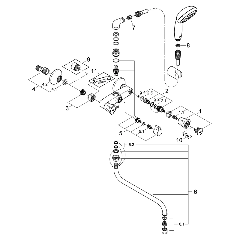 Mehrzweckbatterie Costa 26790_1, Wandmontage, mit Brauseset, chrom