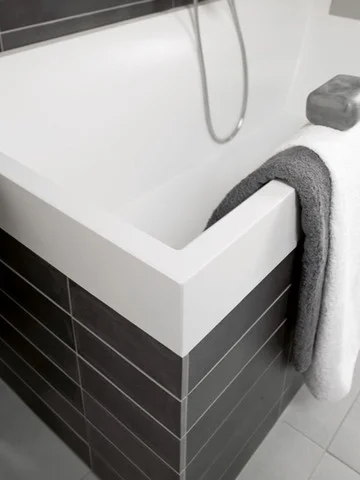 Villeroy & Boch Badewanne „Squaro“ rechteck 170 × 75 cm, Mittelablauf in Weiß Alpin