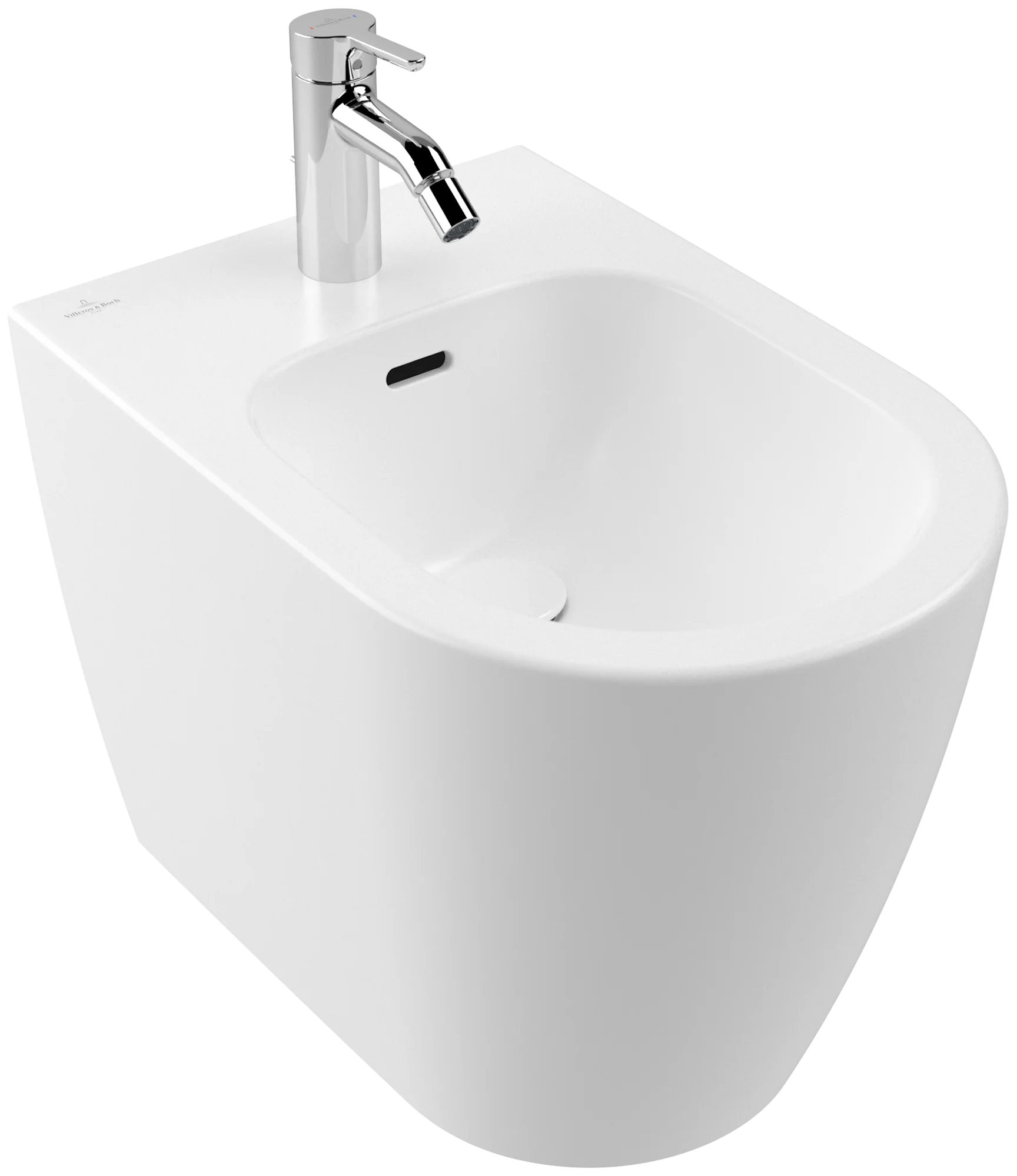 Villeroy & Boch Bidet Skyla 743000, oval, Stone White CeramicPlus, 370x540 mm, Höhe 400 mm, Bodenstehend, Wandnah