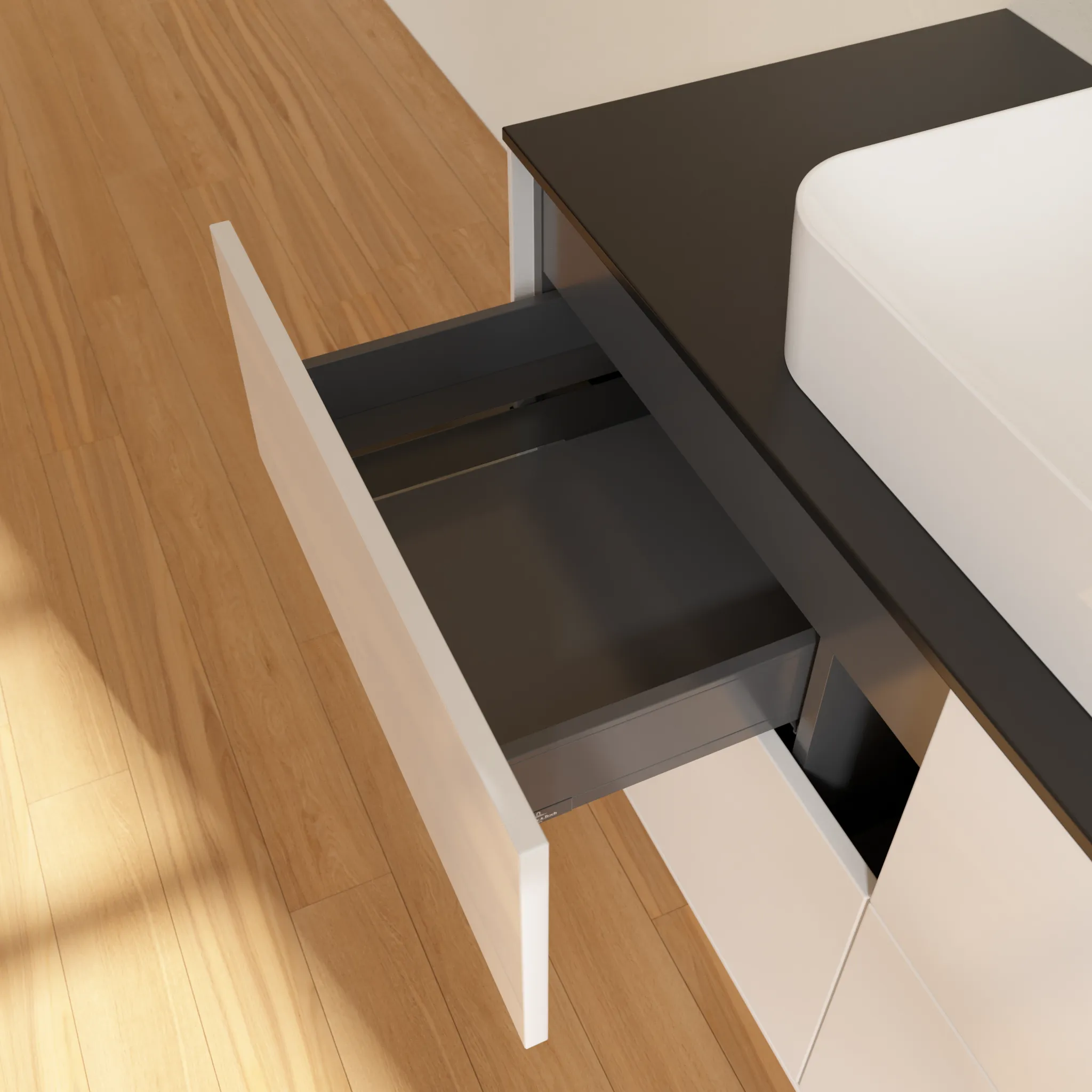 Villeroy & Boch Finion Waschbeckenunterschrank G26 1200x603x501mm Glossy White Lacquer / Glass Black Matt Villeroy & Boch Finion Waschbeckenunterschrank G26 1200x603x501mm Glossy White Lacquer / Glass Black Matt