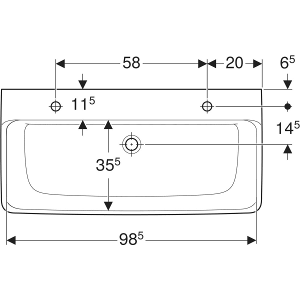 Wandwaschtisch „Renova Plan“, rechteckig 100 × 48 cm in weiß alpin Wandwaschtisch „Renova Plan“, rechteckig 100 × 48 cm in weiß alpin