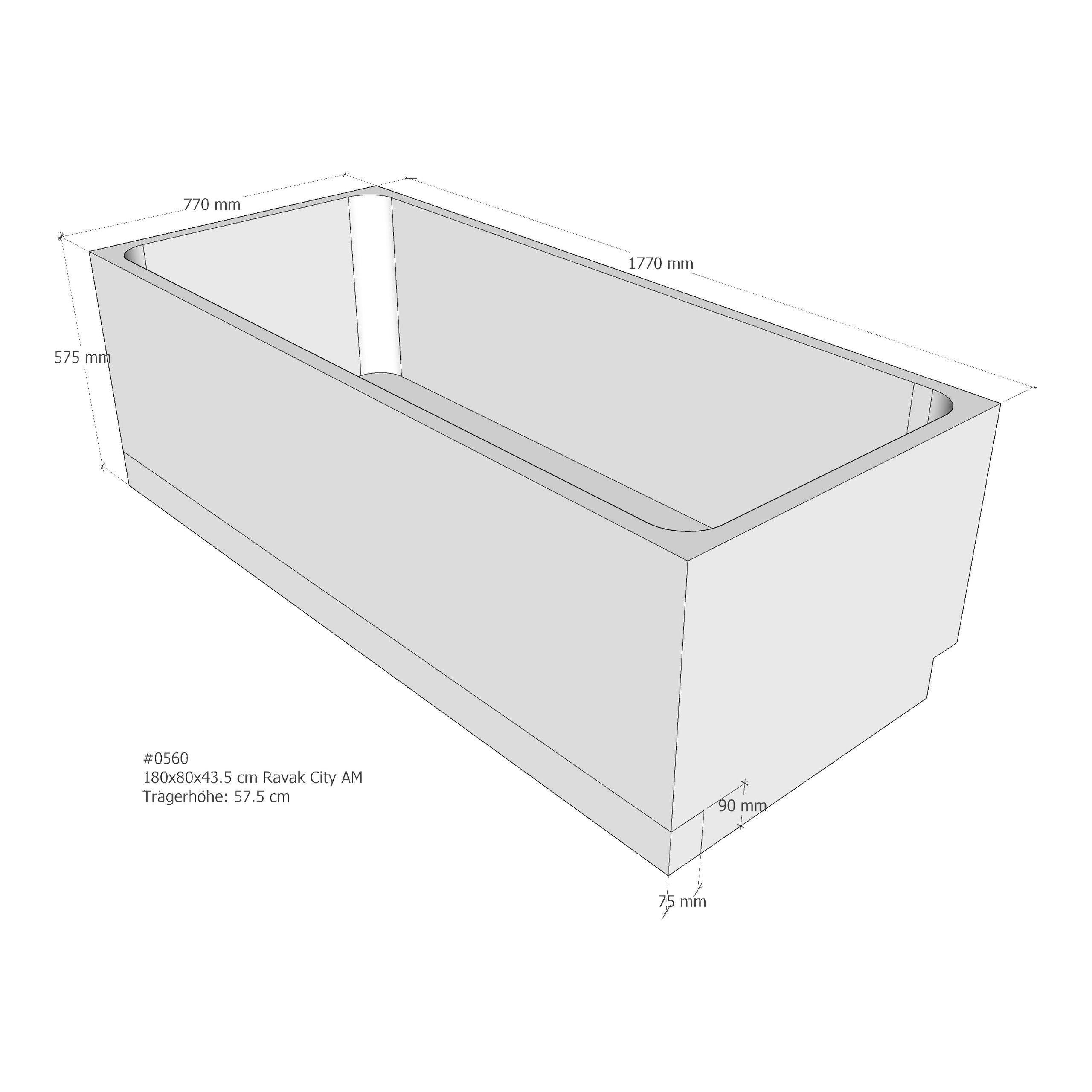 Badewannenträger für Ravak City /Slim 180 × 80 × 43,5 cm