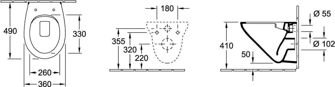 Wand-Tiefspül-WC DirectFlush „O.novo“ Compact 36 × 35,6 cm in Weiß Alpin, ohne Spülrand Wand-Tiefspül-WC DirectFlush „O.novo“ Compact 36 × 35,6 cm in Weiß Alpin, ohne Spülrand