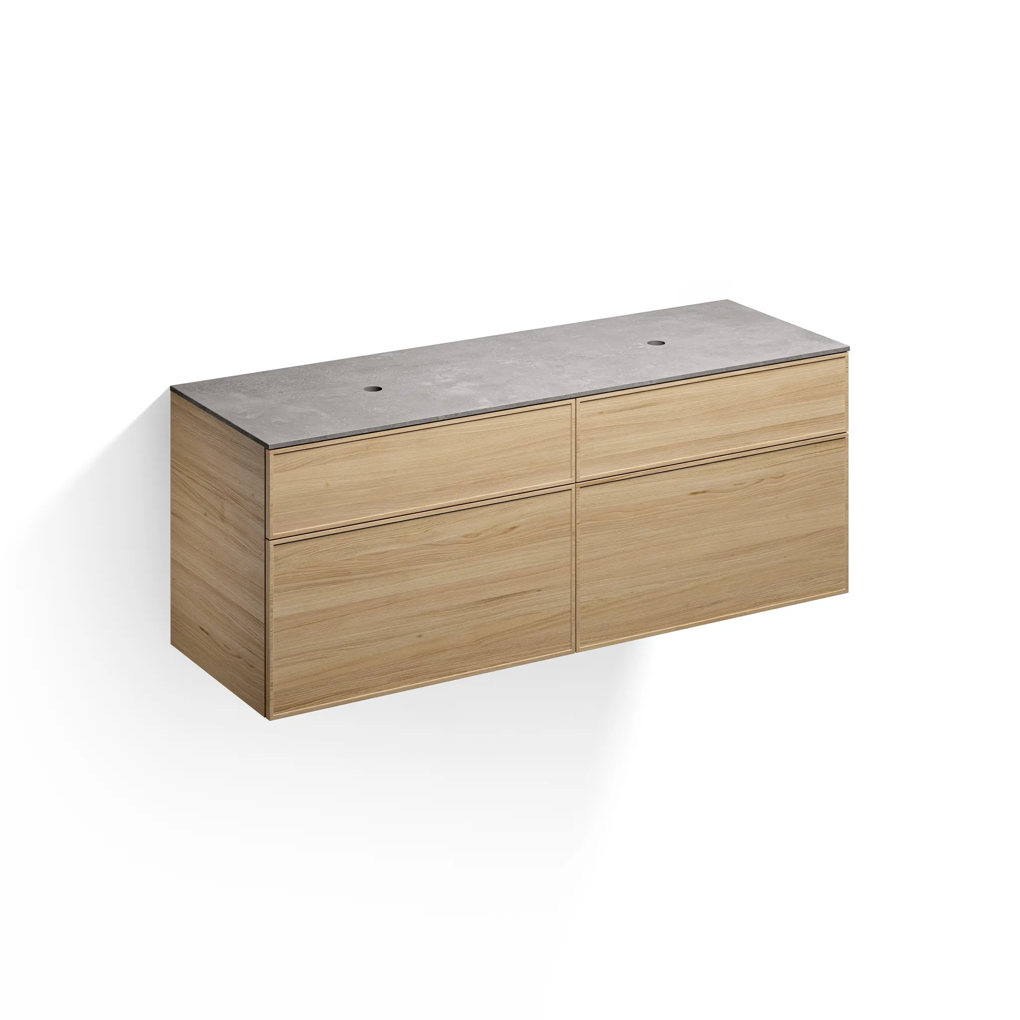 Alape Waschtischunterschrank „Arkta“ 1603 × 612 mm Eiche, ohne Hahnlochbohrung, links und rechts