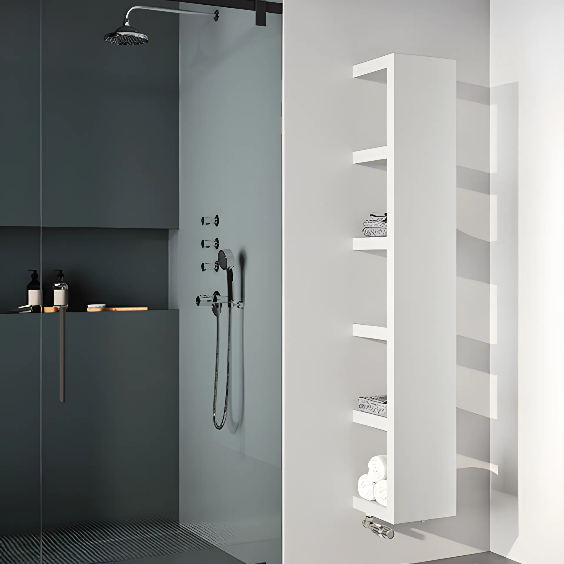 BEMM Quadraqua Designer-Heizkörper Serie DQU, quadratisch moduliert, Farbe Special, Maße H1116x300x300 mm, mit Thermostatkopf Edelstahlmetallic BEMM Quadraqua Designer-Heizkörper Serie DQU, quadratisch moduliert, Farbe Special, Maße H1116x300x300 mm, mit Thermostatkopf Edelstahlmetallic