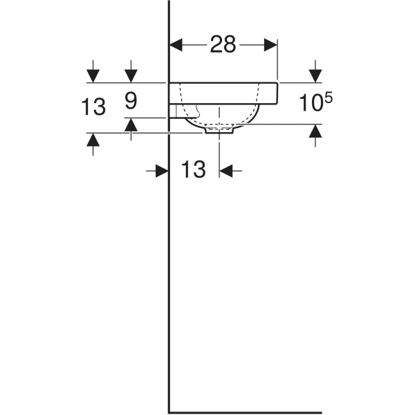 Wandwaschtisch mit Ablagefläche „iCon Light“, rechteckig, Ablagefläche rechts, mittig 38 × 28 cm Wandwaschtisch mit Ablagefläche „iCon Light“, rechteckig, Ablagefläche rechts, mittig 38 × 28 cm
