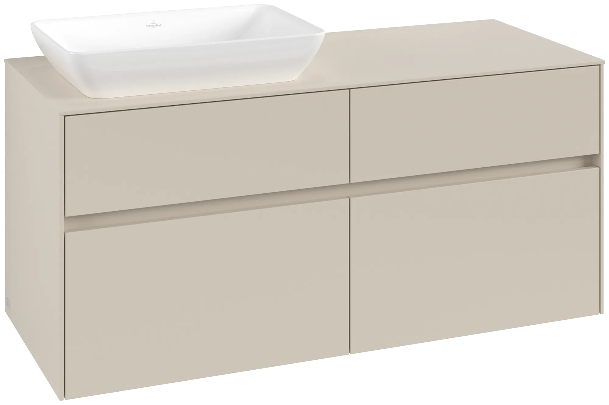 Villeroy & Boch Collaro Waschbeckenunterschrank C11300, 1200x548x500mm, links, Cashmere Grey
