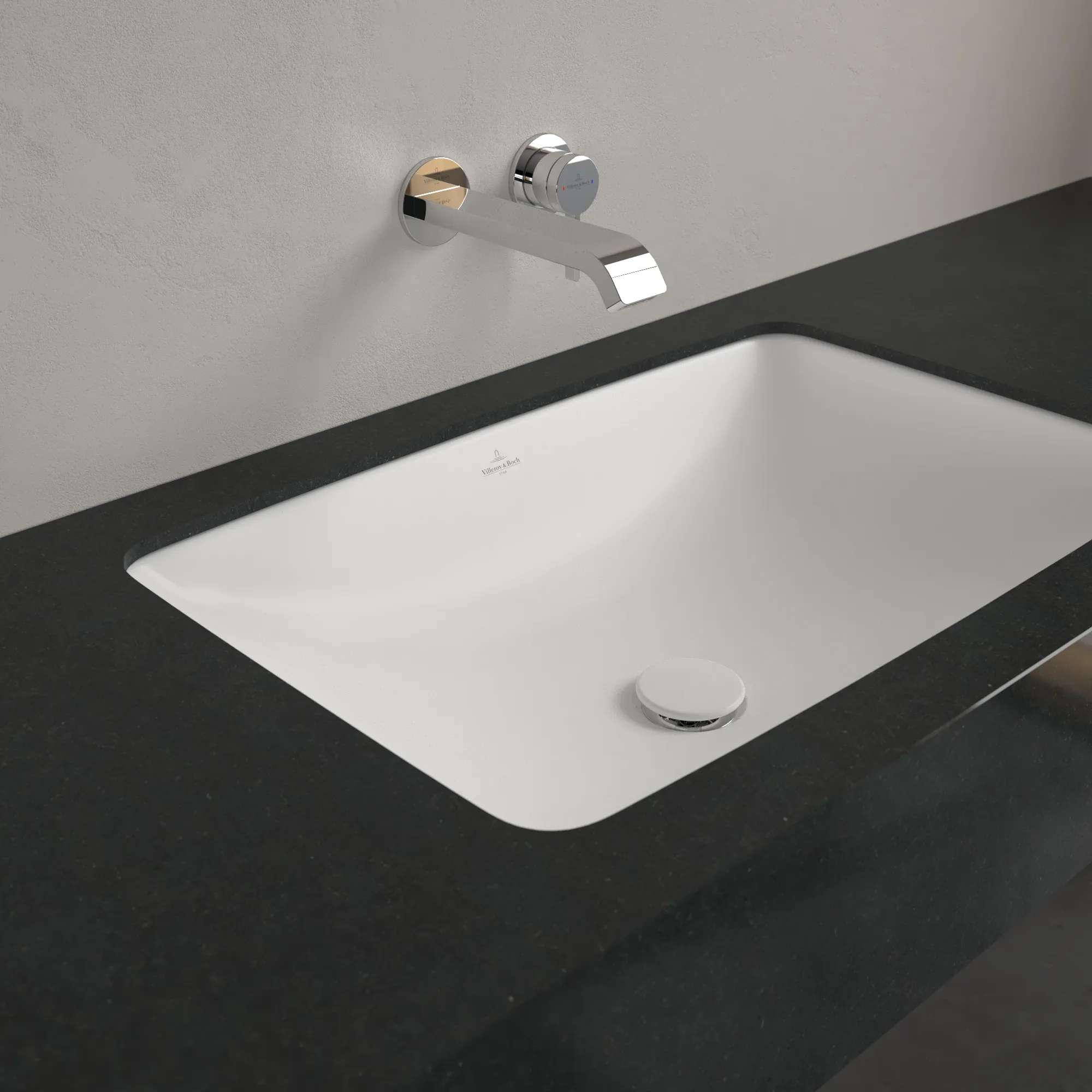 Villeroy & Boch Unterbauwaschtisch aus TitanCeram „Loop & Friends“ 675 × 450 × 185 mm, ohne Hahnlochbohrung in Stone White