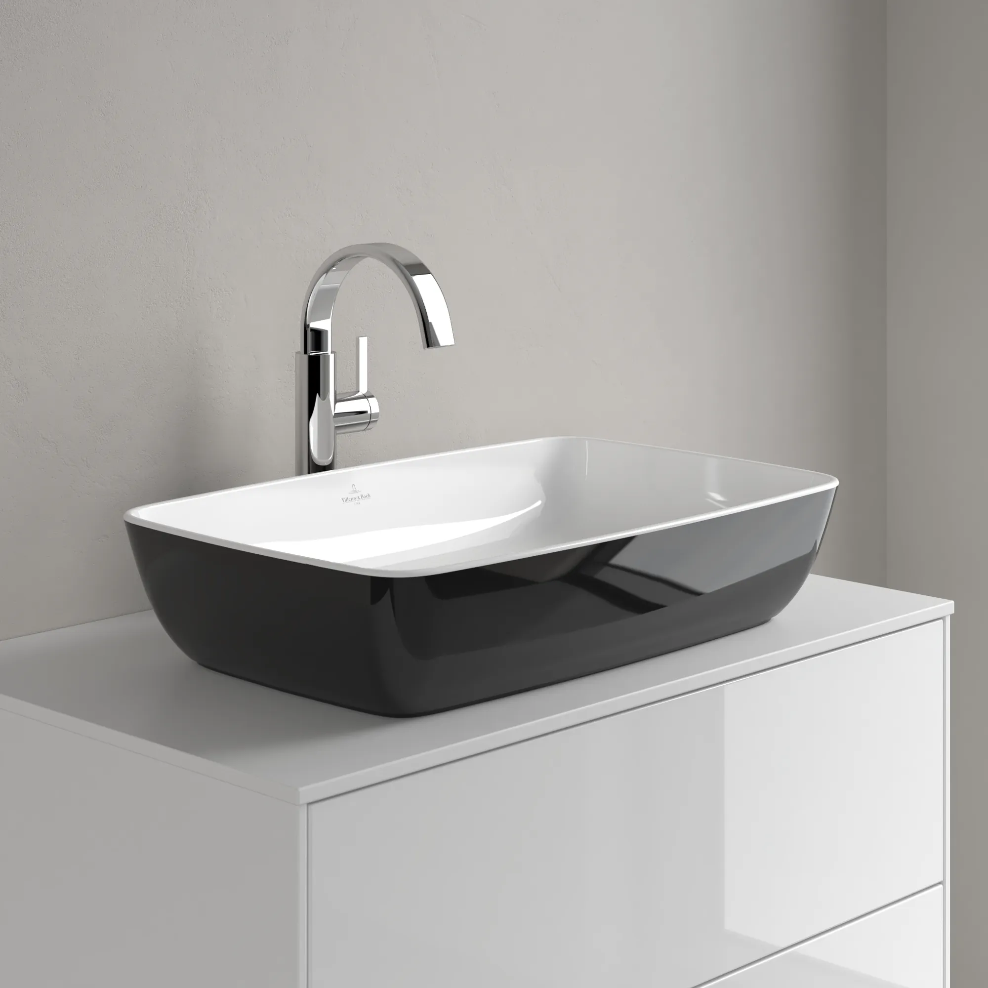 Villeroy & Boch Aufsatzwaschbecken Artis, 580x385x130 mm, Coal Black, TitanCeram, Classic, ohne Überlauf