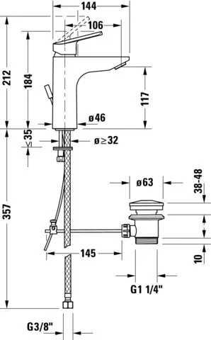 Einhebel-Waschtischmischer No. 1 M mit Zugstange MinusFlow