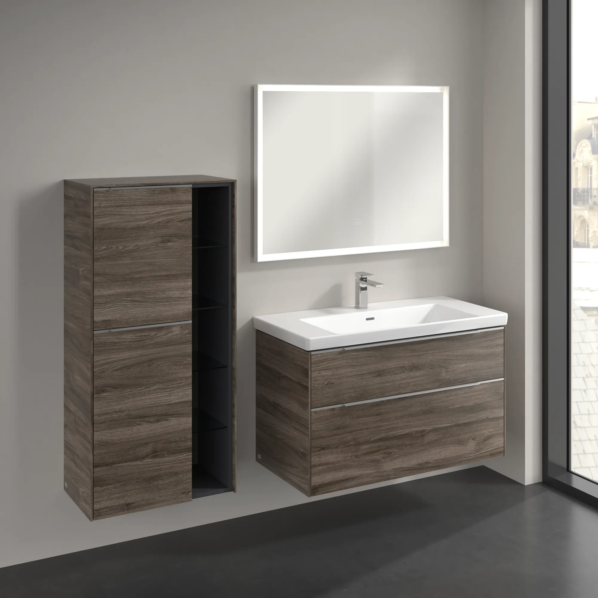 Villeroy & Boch Subway 3.0 Mittelschrank C59800, 574 x 1200 x 362 mm, links angeschlagen, Stone Oak
