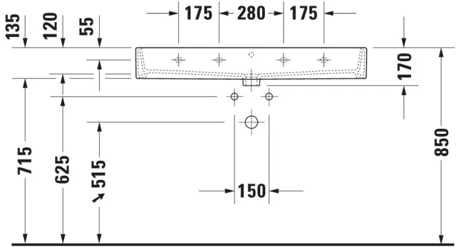 Wandwaschtisch „Vero Air“, mit Überlauf, Hahnlochposition mittig Wandwaschtisch „Vero Air“, mit Überlauf, Hahnlochposition mittig