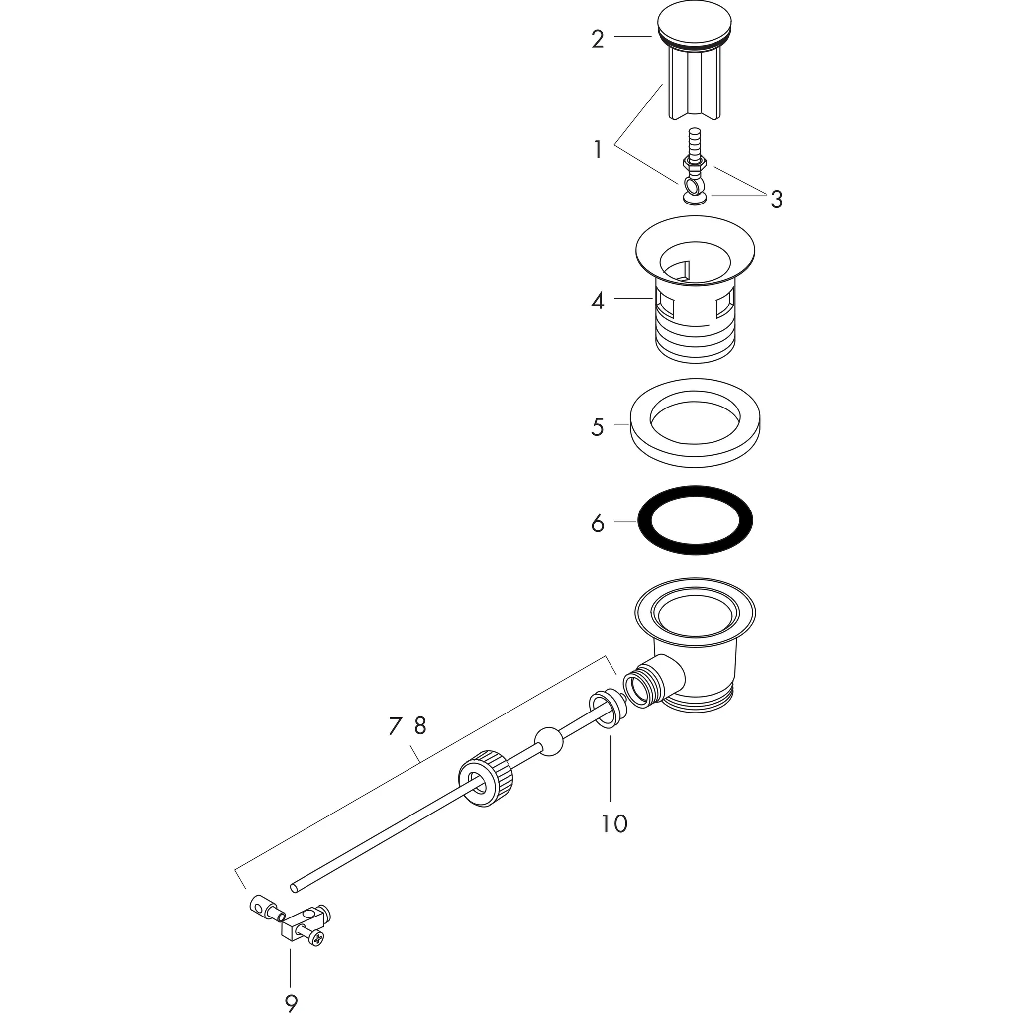 Hansgrohe Ablaufventil für Waschtisch- und Bidetmischer DN32, mattschwarz, mit Zugstange, Anschluss G 1 1/4, für Becken mit Überlauf