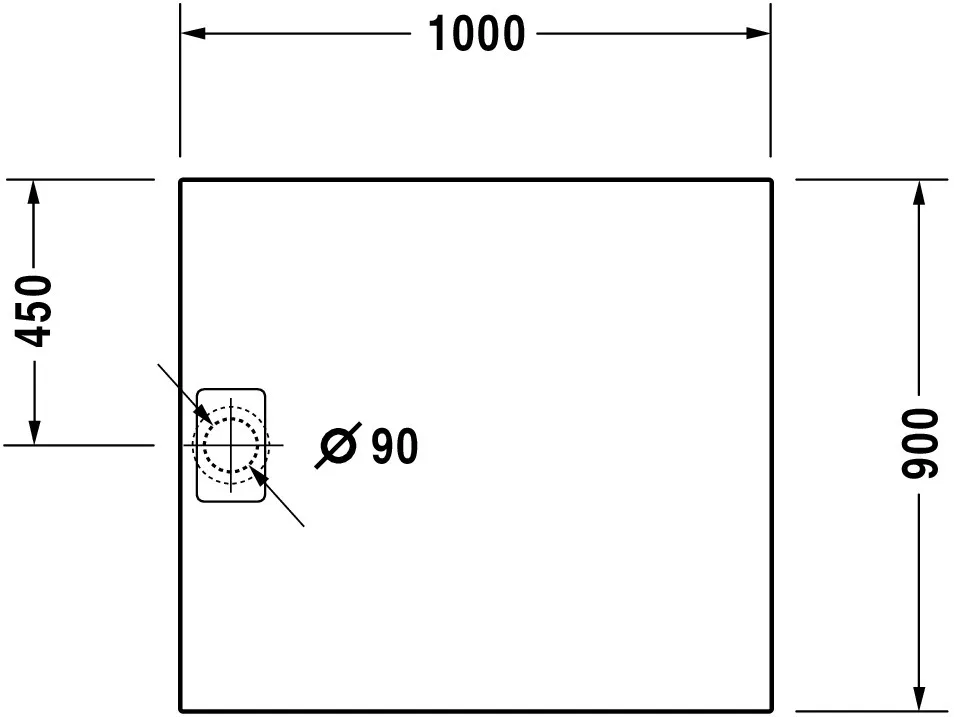 Duravit rechteck Duschwanne „Stonetto“ 100 × 90 cm in Beton Matt