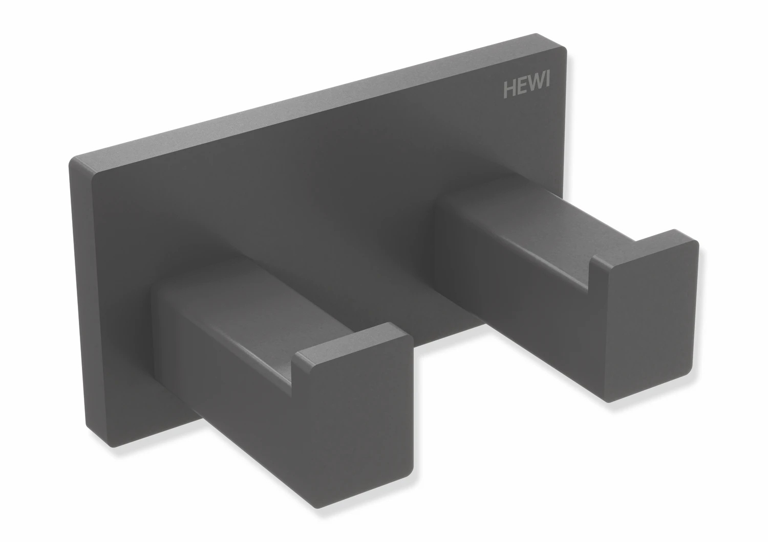 Doppelhaken, Edelstahl, pulverbeschichtet, Breite 75 mm, Tiefe 44 mm, in Farbe DC (Schwarz tiefmatt)