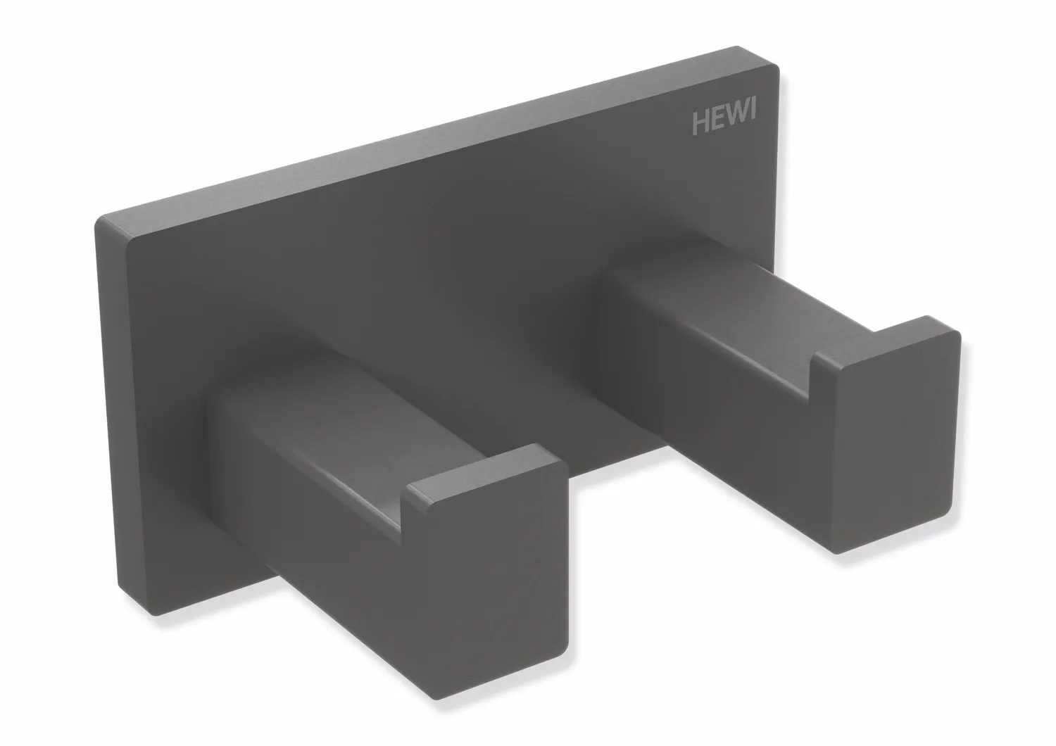 Doppelhaken, Edelstahl, pulverbeschichtet, Breite 75 mm, Tiefe 44 mm, in Farbe DC (Schwarz tiefmatt) Doppelhaken, Edelstahl, pulverbeschichtet, Breite 75 mm, Tiefe 44 mm, in Farbe DC (Schwarz tiefmatt)