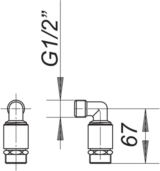 Schlauchanschlussbogen mit Rohrbelüfter zu 405, 1/2″ Schlauchanschlussbogen mit Rohrbelüfter zu 405, 1/2″